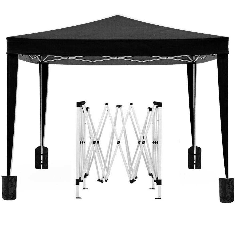 Alt View 1. JUJABU - Black 10'x10' Outdoor Event Portable Tent Shelter UPF 50+ with 4 Removable Sidewalls and Carry Bag - Black.