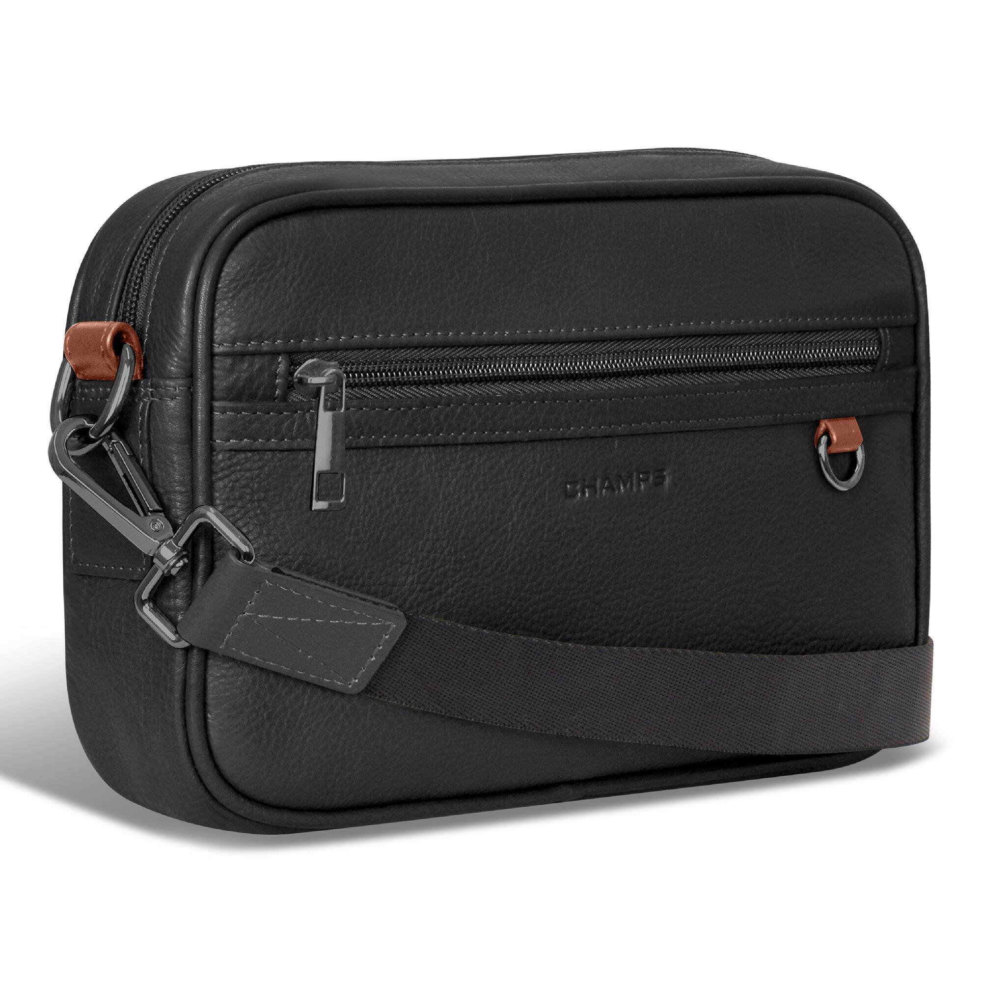 Left. Champs - Onyx Collection Leather Camera Bag - Black.
