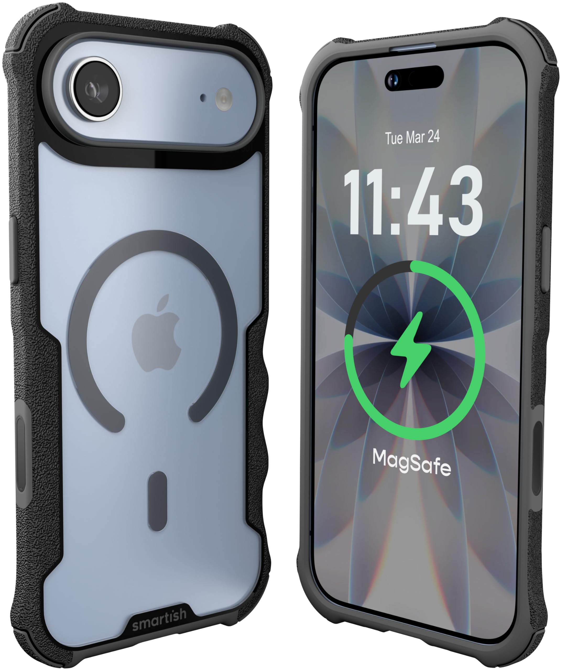 Smartish - iPhone Air MagSafe Case - Gripzilla - Protective Grip Heavy Duty Cover - Clearly Black