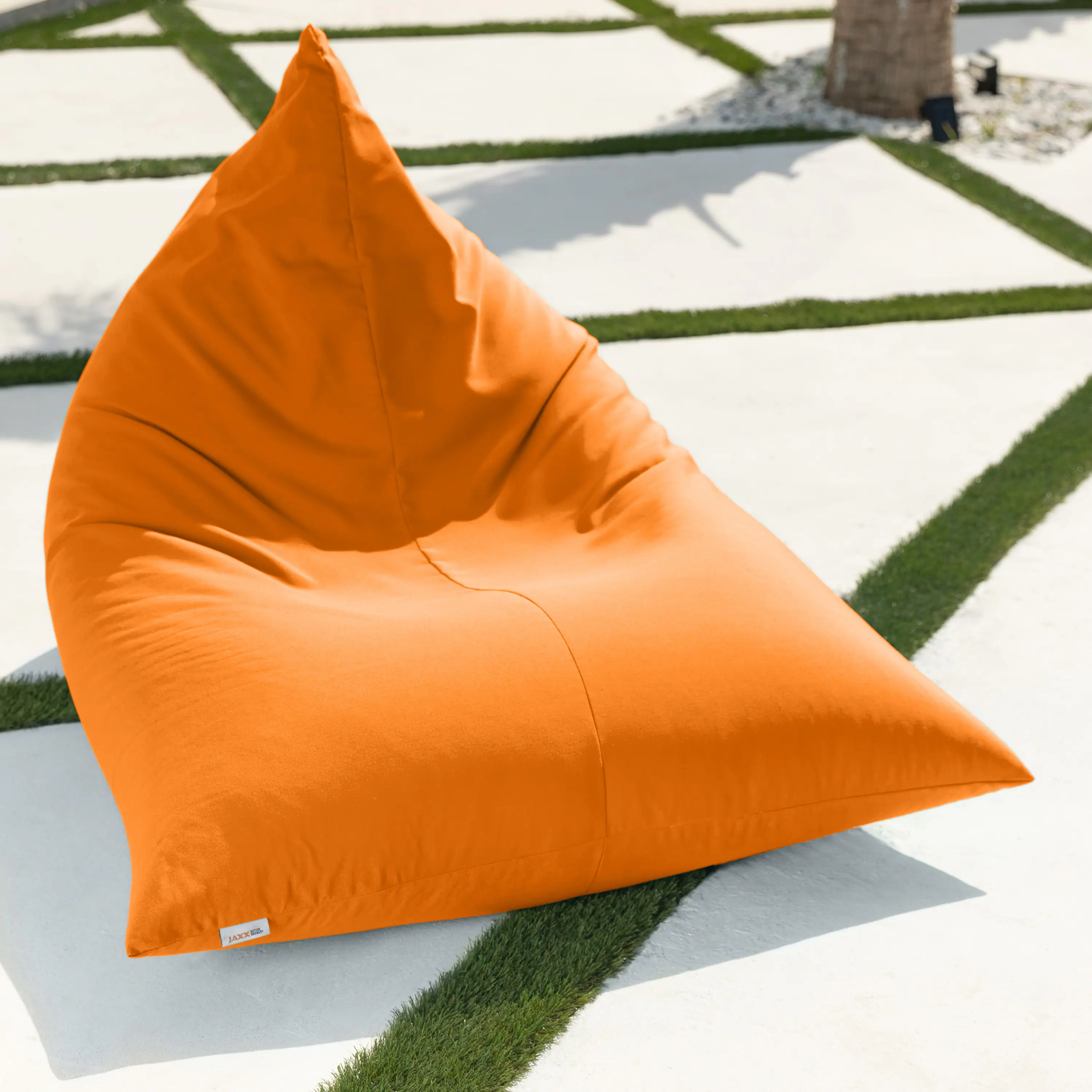 Left. Jaxx - Jaxx Twist Outdoor Bean Bag Chair, Tangerine - Sunbrella Tangerine.
