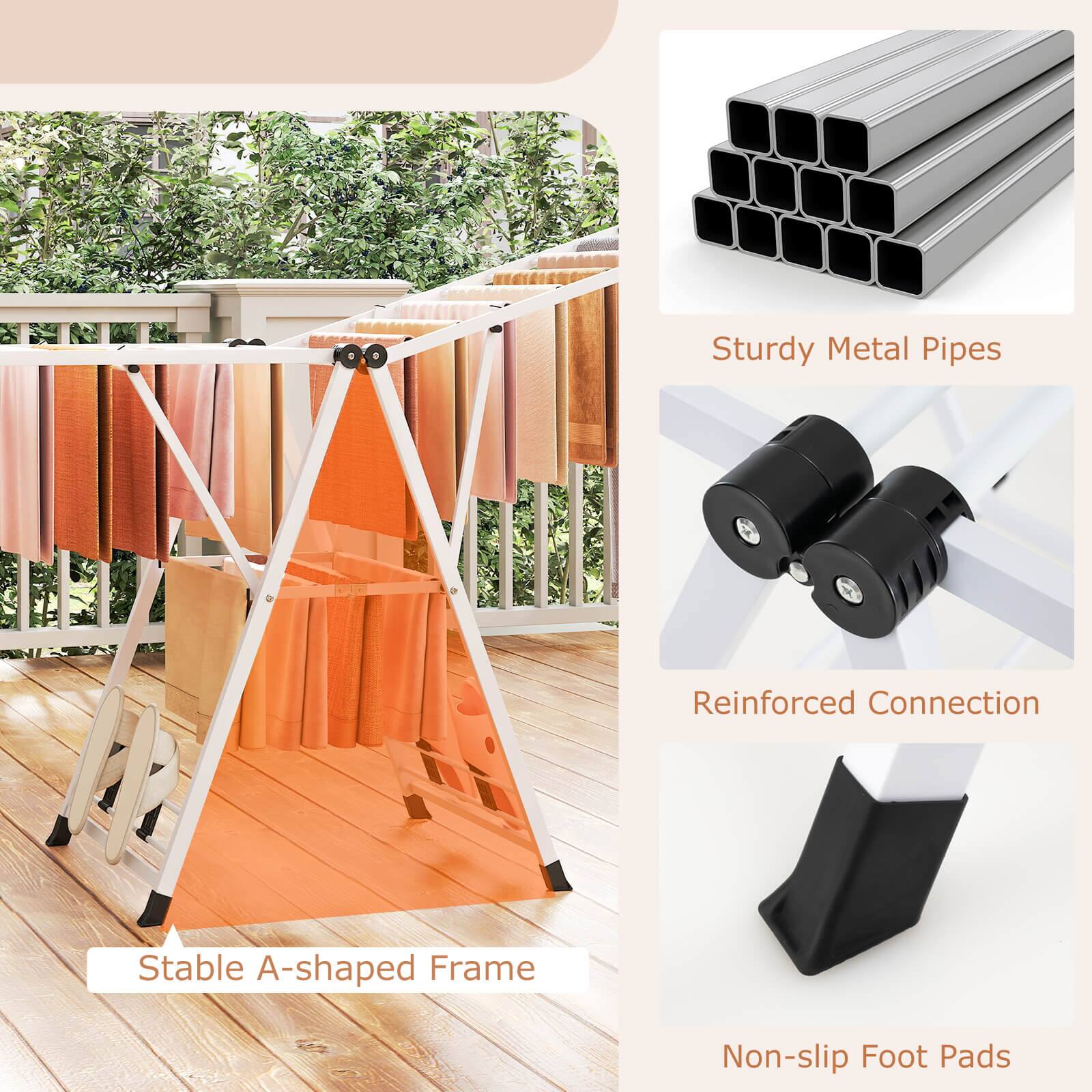 Sturdy Metal Pipes  
Reinforced Connection  
Stable A-shaped Frame  
Non-slip Foot Pads