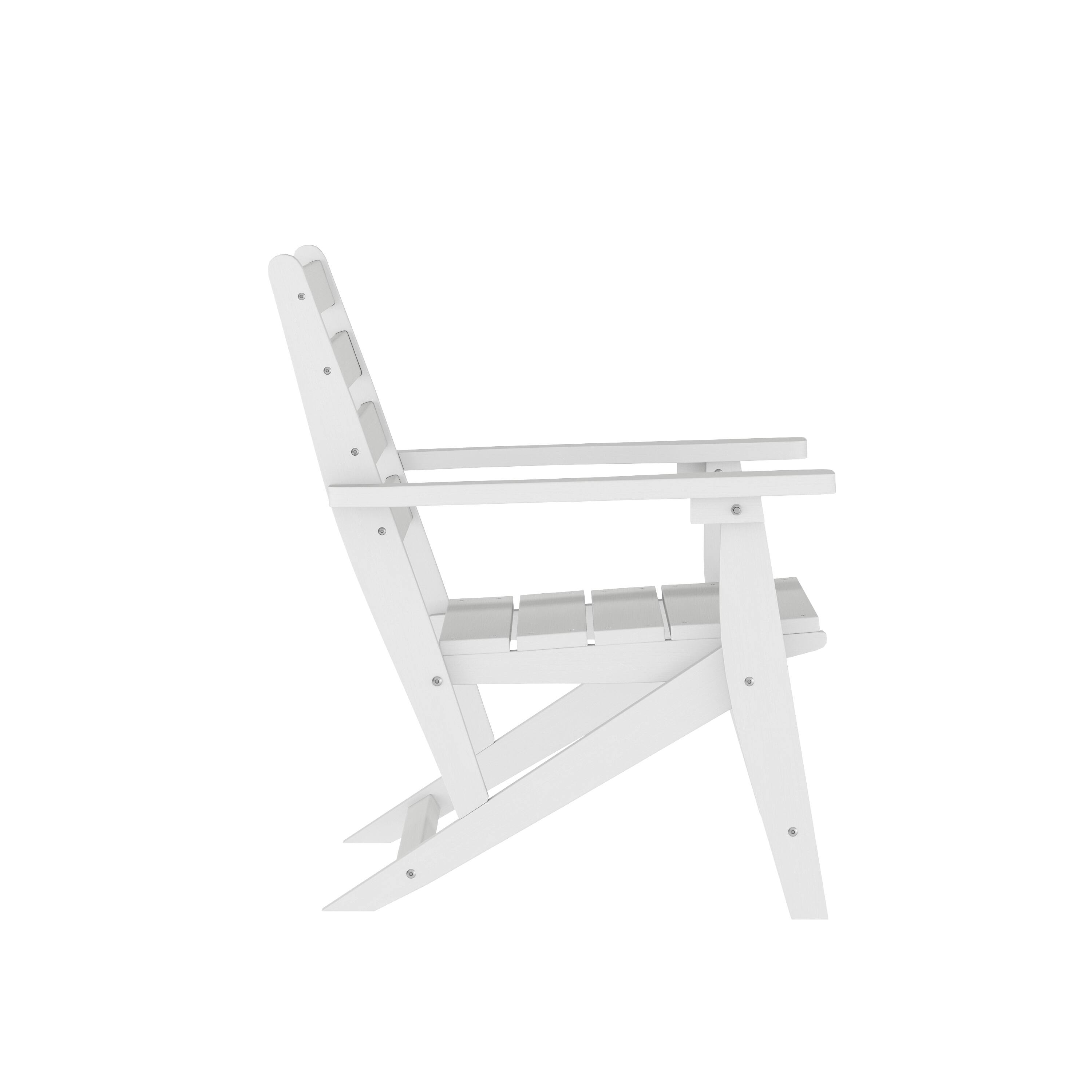 Angle. Flash Furniture - Tolleson Commercial 7 Piece Adirondack Dining Set with 72" Rectangle Indoor/Outdoor Recycled HDPE Table and 6 Chairs wit - White.