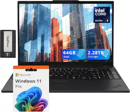 Lenovo - ThinkPad T16 G3 16" WUXGA Laptop,Intel Ultra 5 125U,64GB DDR5,2TB+256GB Docking Station Set,Win 11 Pro - Black