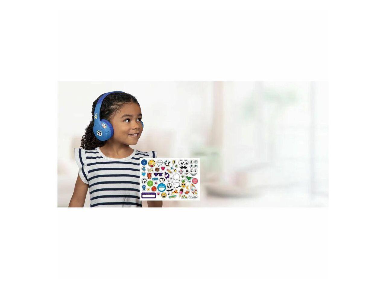 Alt View 5. Belkin - Belkin Kids Bluetooth On-Ear Headphones w/ Mic, 85dB Limit, USB-C, Blue, Wired/Wireless - Blue.