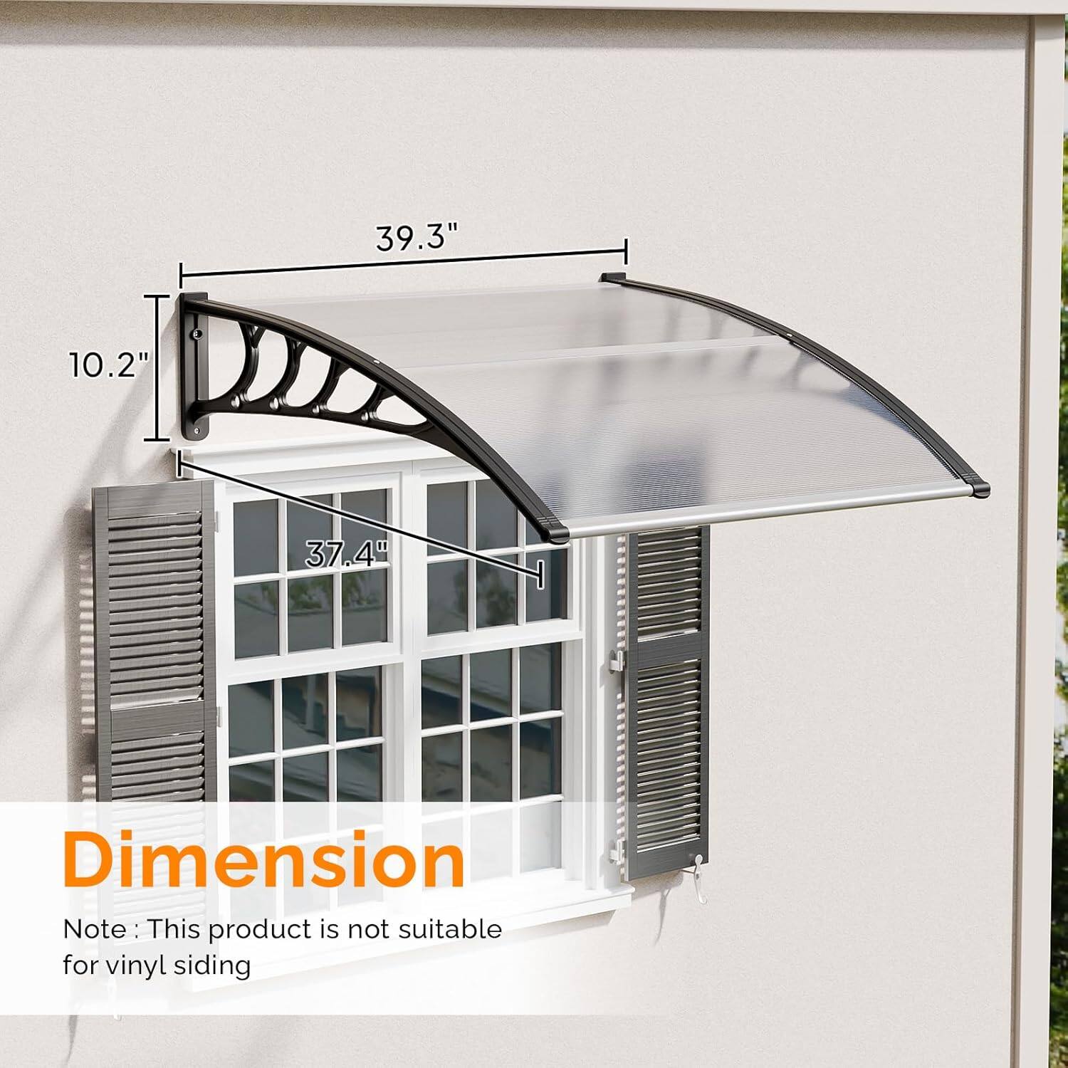 39.3" 10.2" 37.4"  
Dimension  
Note: This product is not suitable for vinyl siding