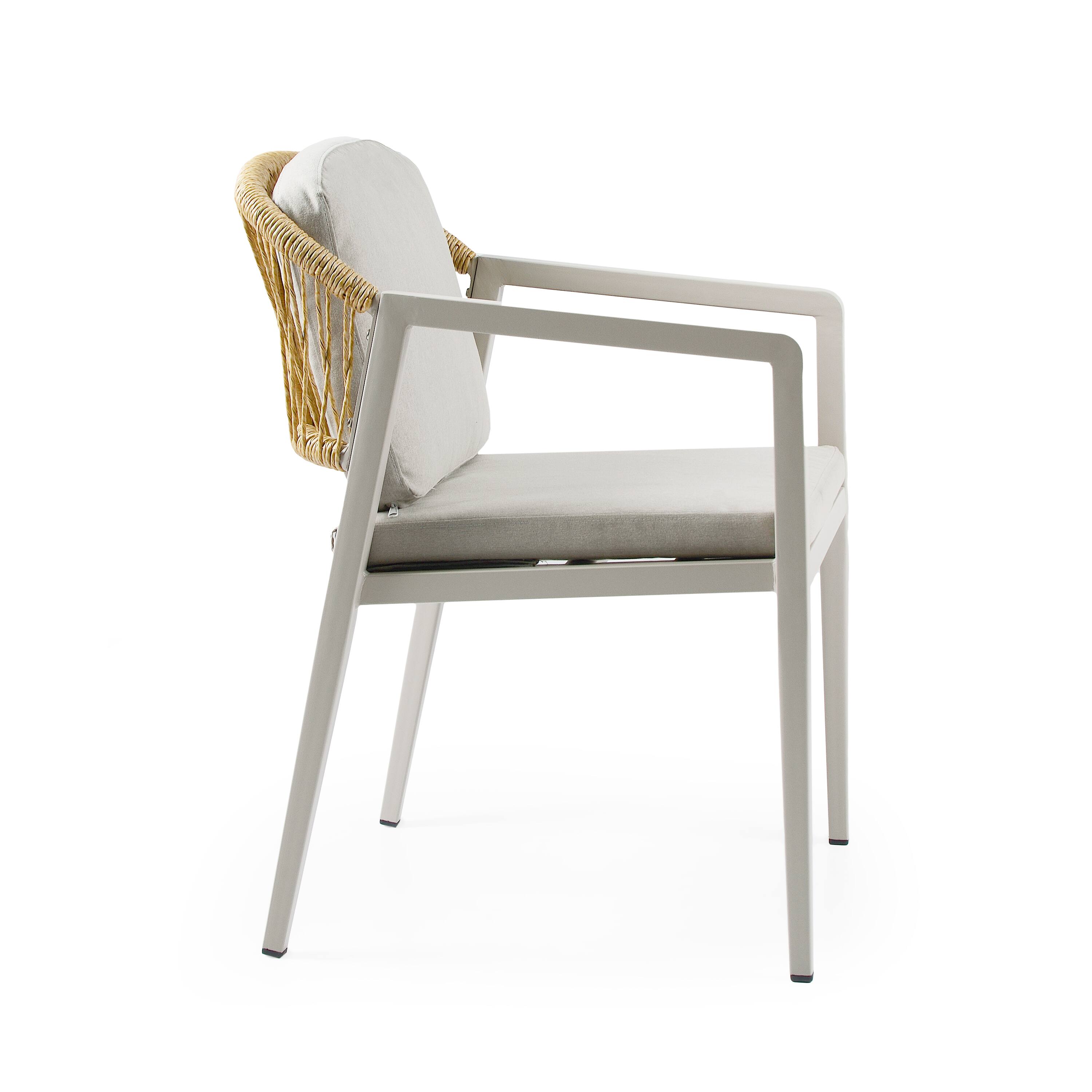 Alt View 2. APRILSOUL - Expandable Acacia Wood Dining Set 7pc 71 to 94 Table Iron Rattan Chairs Outdoor - Gray,Teak.