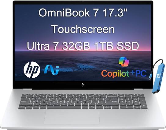 OmniBook 7 17.3" Touchscreen
Ultra 7 32GB 1TB SSD
hp Ai Copilot+ PC