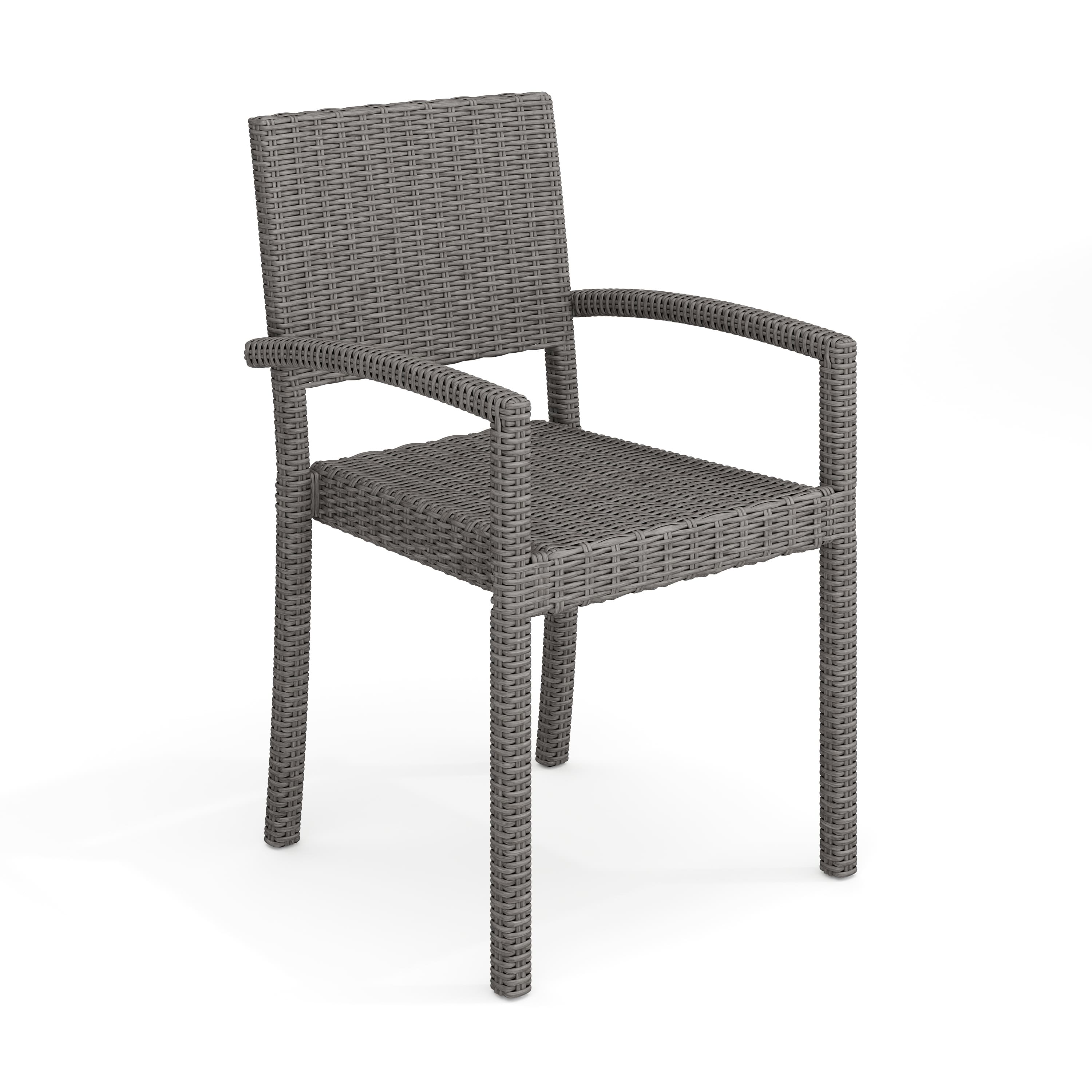 Martha Stewart - Bedford Outdoor Rattan Wicker Stackable Dining Armchair - Gray