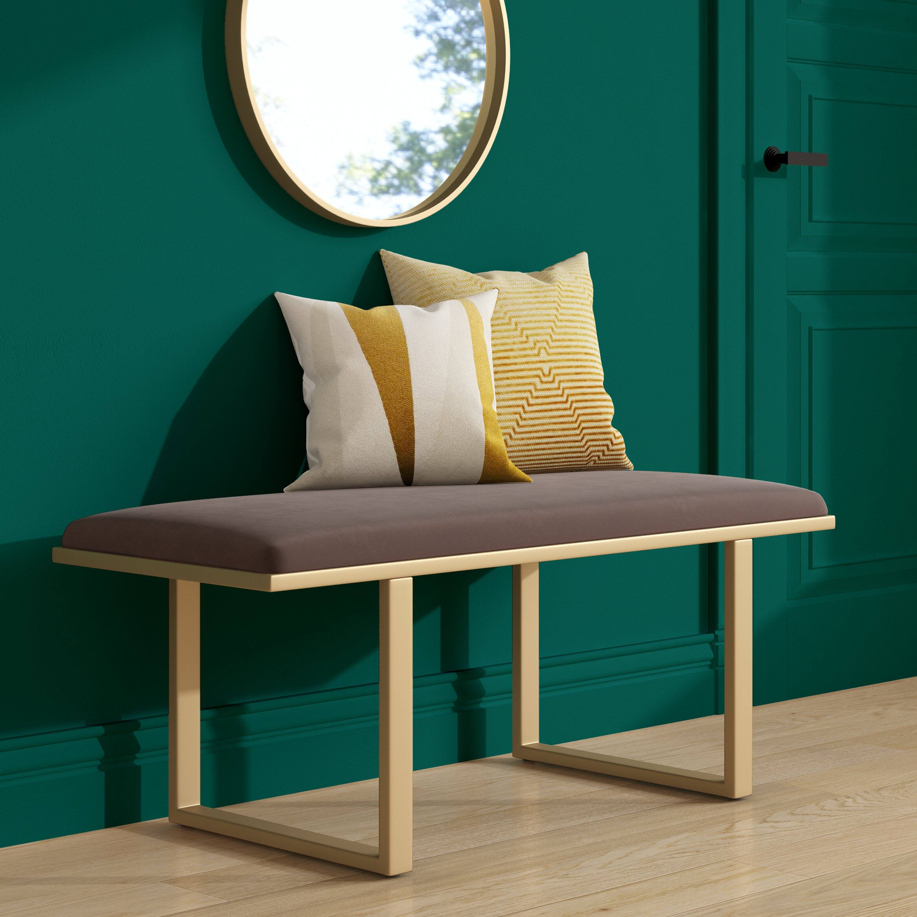 Angle. Elle Decor - Elle Decor Remi Bench, Chocolate Brown - Chocolate Brown.