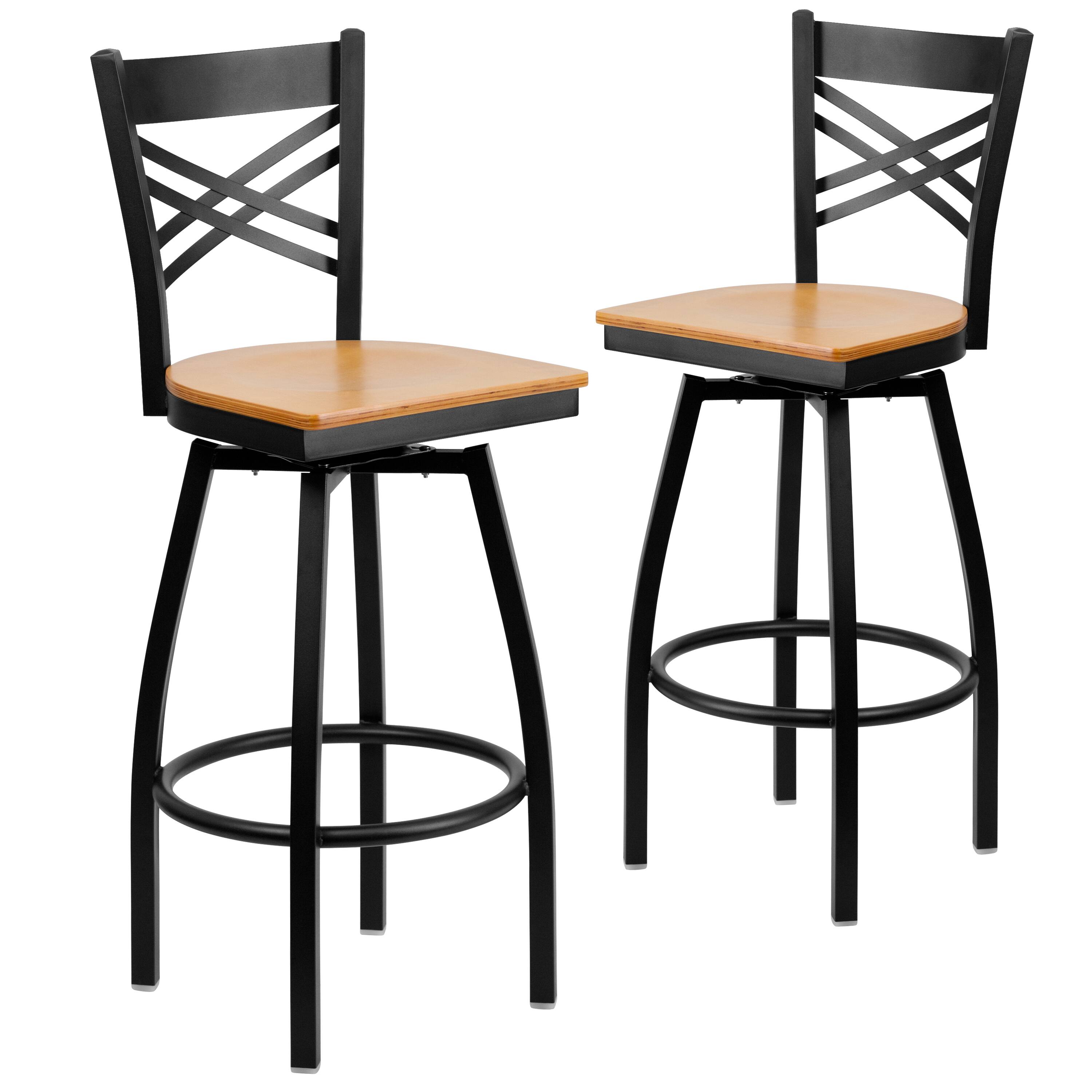 Natural Wood Seat/Black Metal Frame