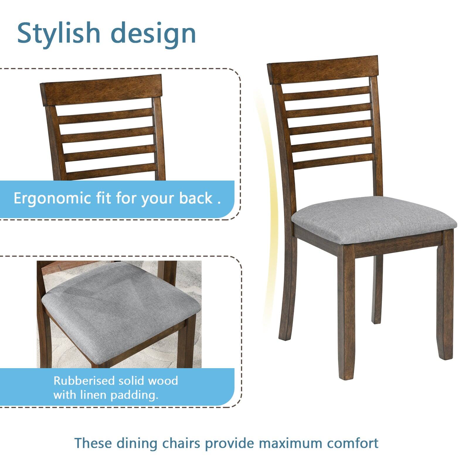 Stylish design  
Ergonomic fit for your back  
Rubberised solid wood with linen padding.  
These dining chairs provide maximum comfort