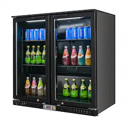 Vitlife - Back Bar Cooler with 2 Glass Doors - Black