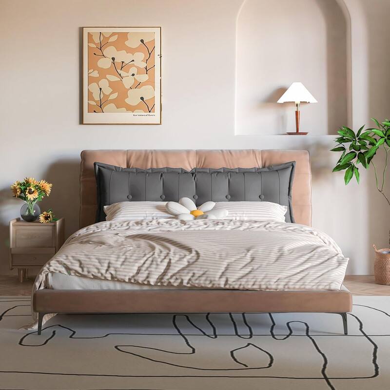 Left. wowmax - King Headboard Pillow Gray - Backrest Pillow for Sitting in Bed - Grey.