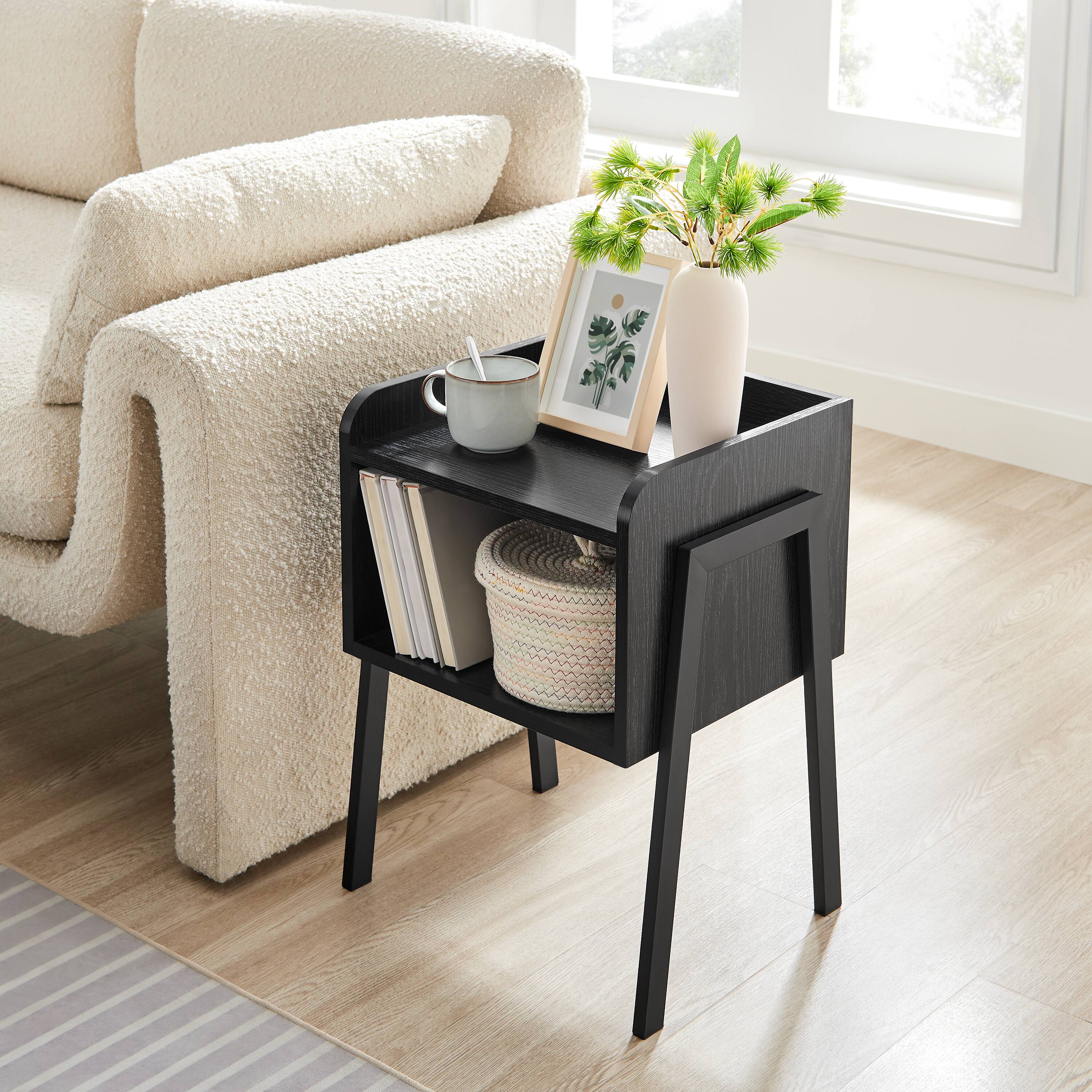 Alt View 2. Danya B - Kazuyo Mid-Century Modern Black Metal Two-Tier End Side Table - Black - Black.