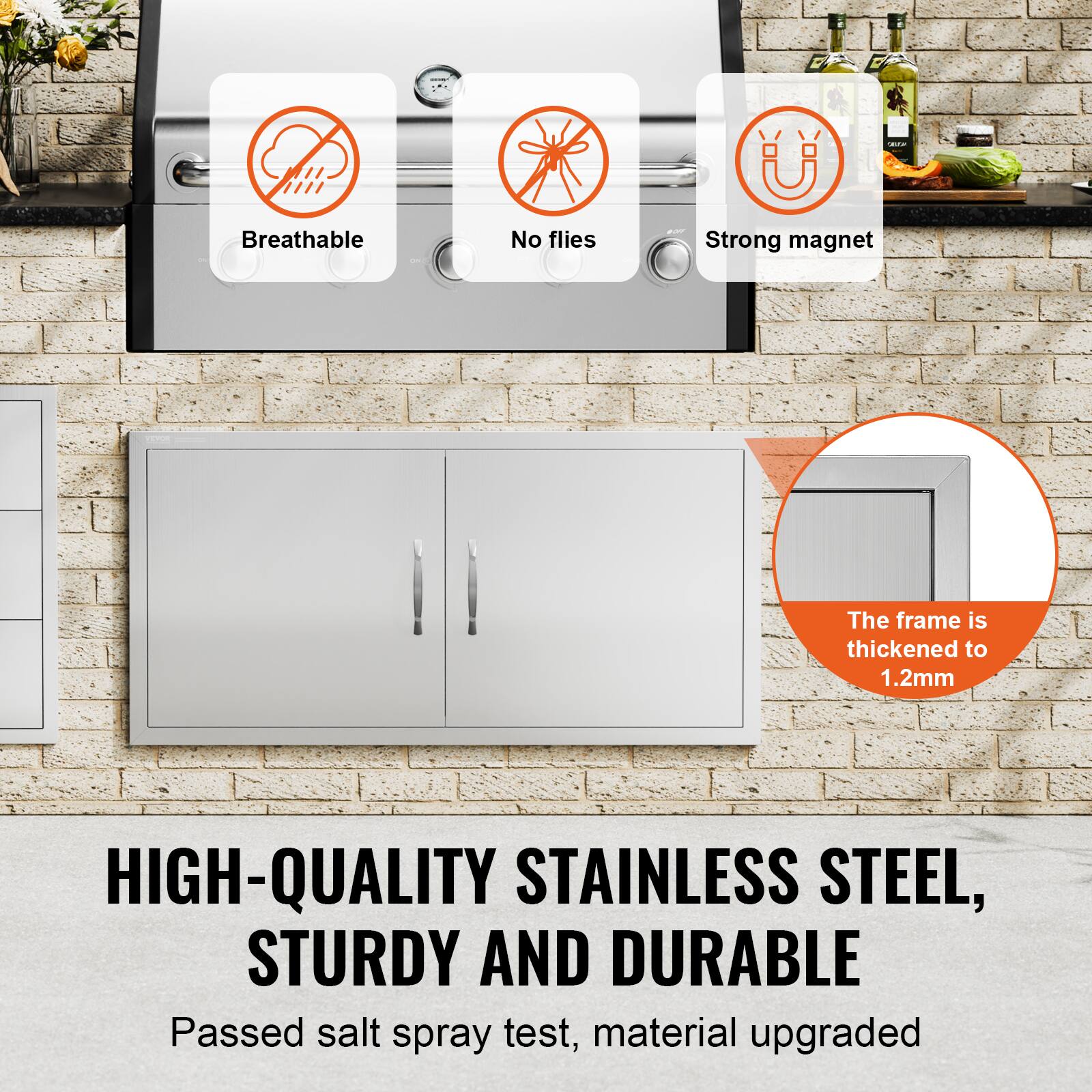 - Breathable
- No flies
- Strong magnet
- The frame is thickened to 1.2mm
- HIGH-QUALITY STAINLESS STEEL, STURDY AND DURABLE
- Passed salt spray test, material upgraded