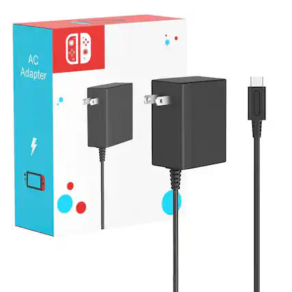 Front. Link - Link 45W Nintendo Switch AC Adapter/Charger 15V 2.6A Fast Charging 5Ft USB+C Cord.