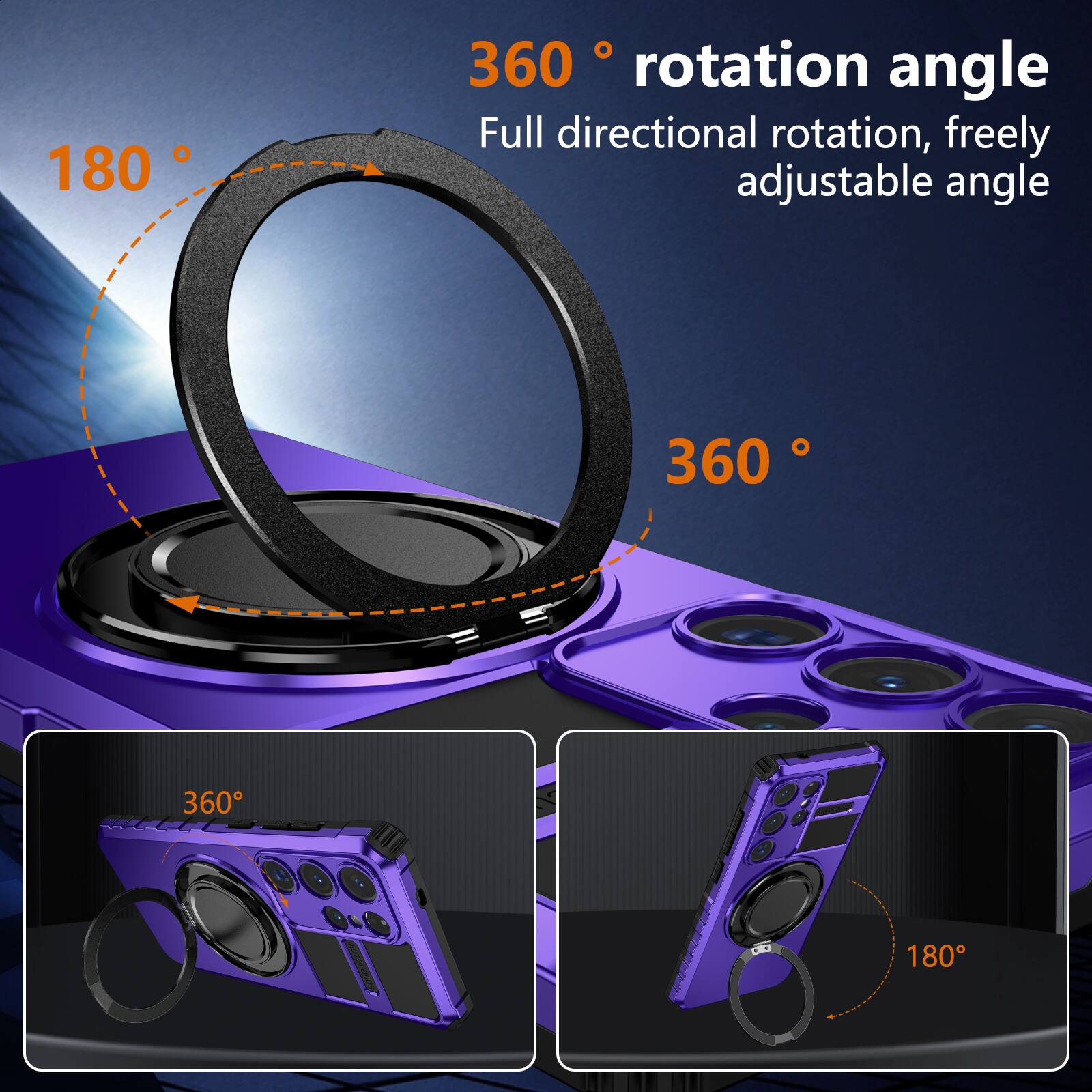 360° rotation angle  
Full directional rotation, freely adjustable angle