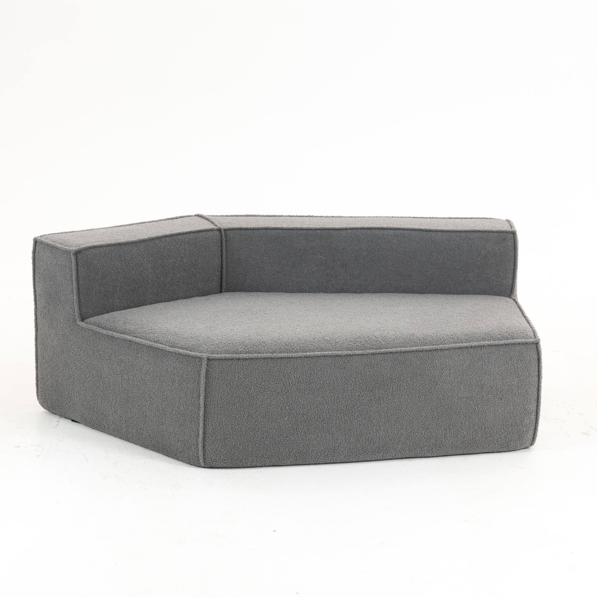 Alt View 1. GOODSILO - Soft Teddy Fleece Single Sofa Chair with Wide Seat and Back Cushions for Cozy Lounging in Small Spaces - Blue Gray.