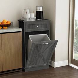 Hivvago - Odor Seal Trash Can Cabinet - Accommodates 10-Gallon Trash Bin - Grey Finish