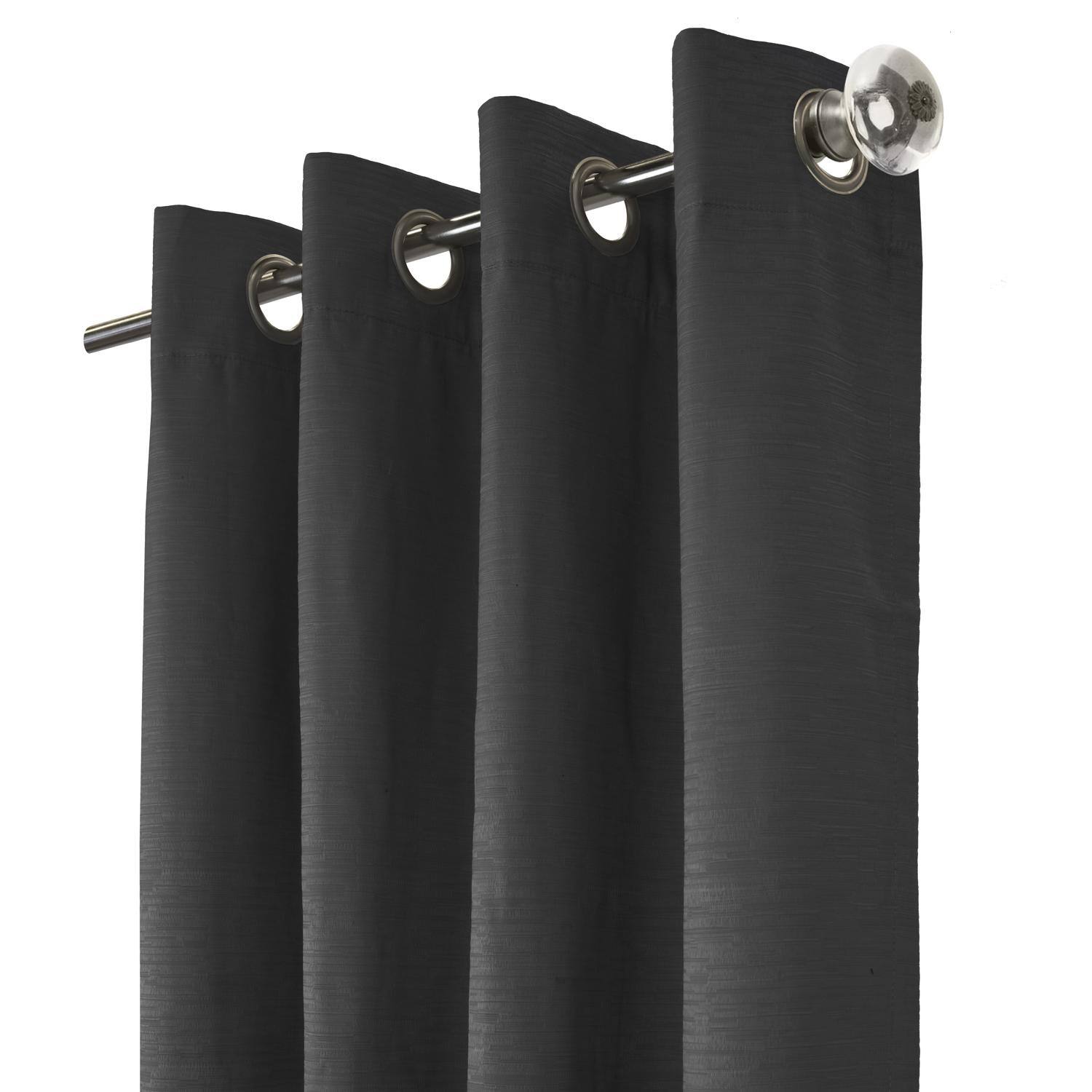 Left. Commonwealth Home Fashions - Thermaplus Shadow Blackout UV Protection Grommet Curtain Panel for Windows 52" x 63" Black - Black.