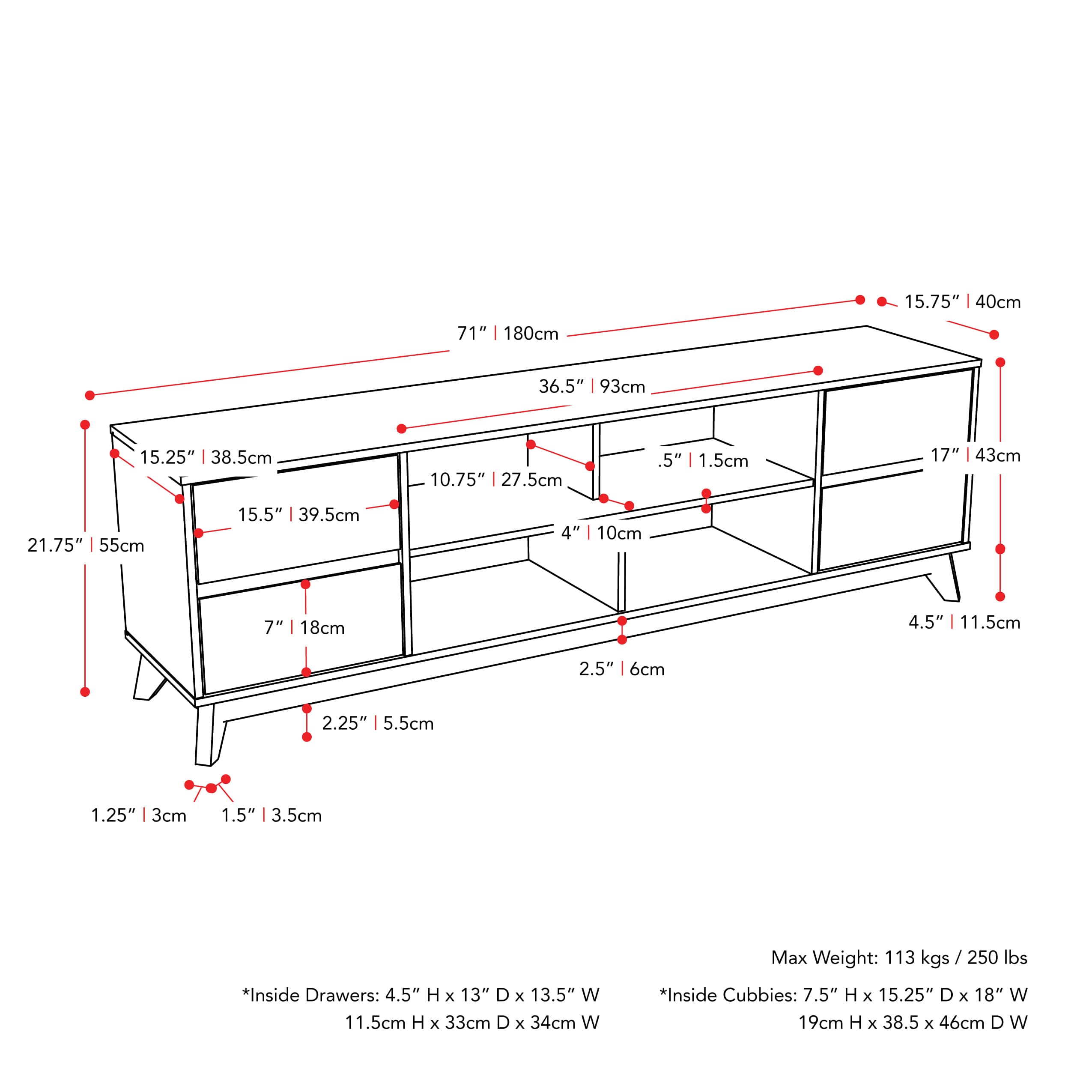 Alt View 13. CorLiving - Hollywood Collection TV Stand with Open and Closed Shelves for Most TVs up to 85" - Brown.