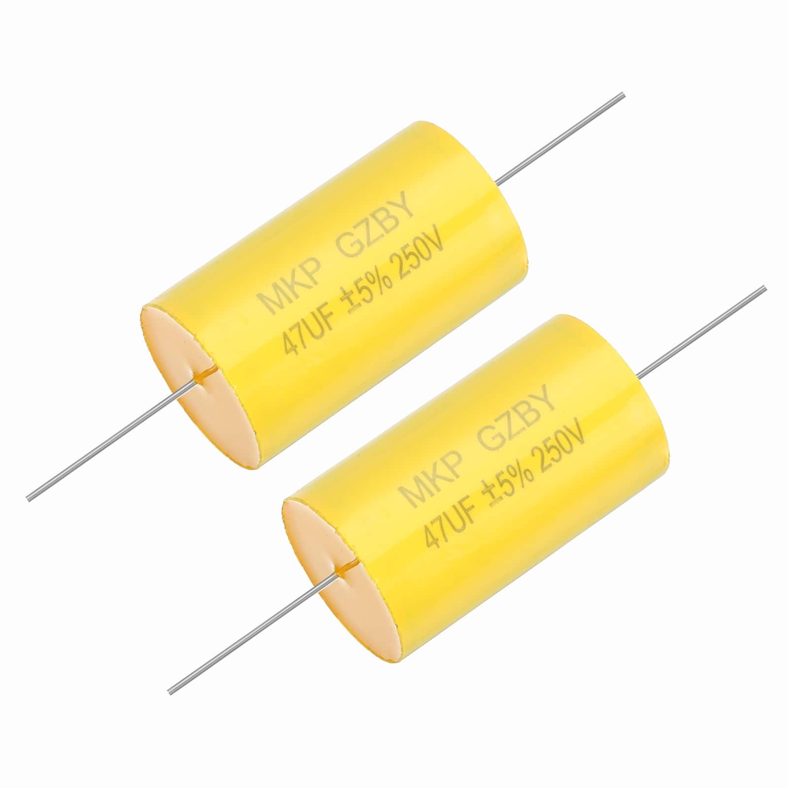 Unique Bargains - 2pcs 47uf Frequency Divider Capacitor, 250V Axial Audio Speaker Crossover MKP Film Capacitor - Yellow price history on PriceWatchPro