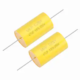 Unique Bargains - 2pcs 47uf Frequency Divider Capacitor, 250V Axial Audio Speaker Crossover MKP Film Capacitor - Yellow
