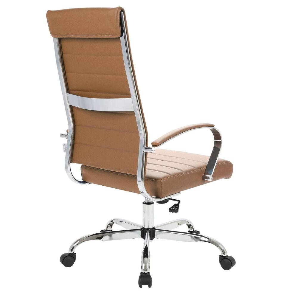 Alt View 4. LeisureMod - Benmar High Back Leather Office Chair with Adjustable Height, Swivel Base, Ergonomic Design Modern Conference Chair - Brown.