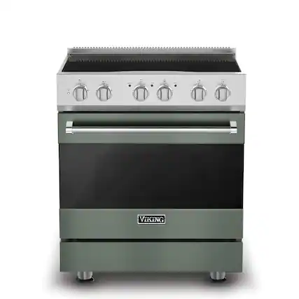 Front. Viking - 3-Series Induction Self-Clean Range - Eucalyptus.