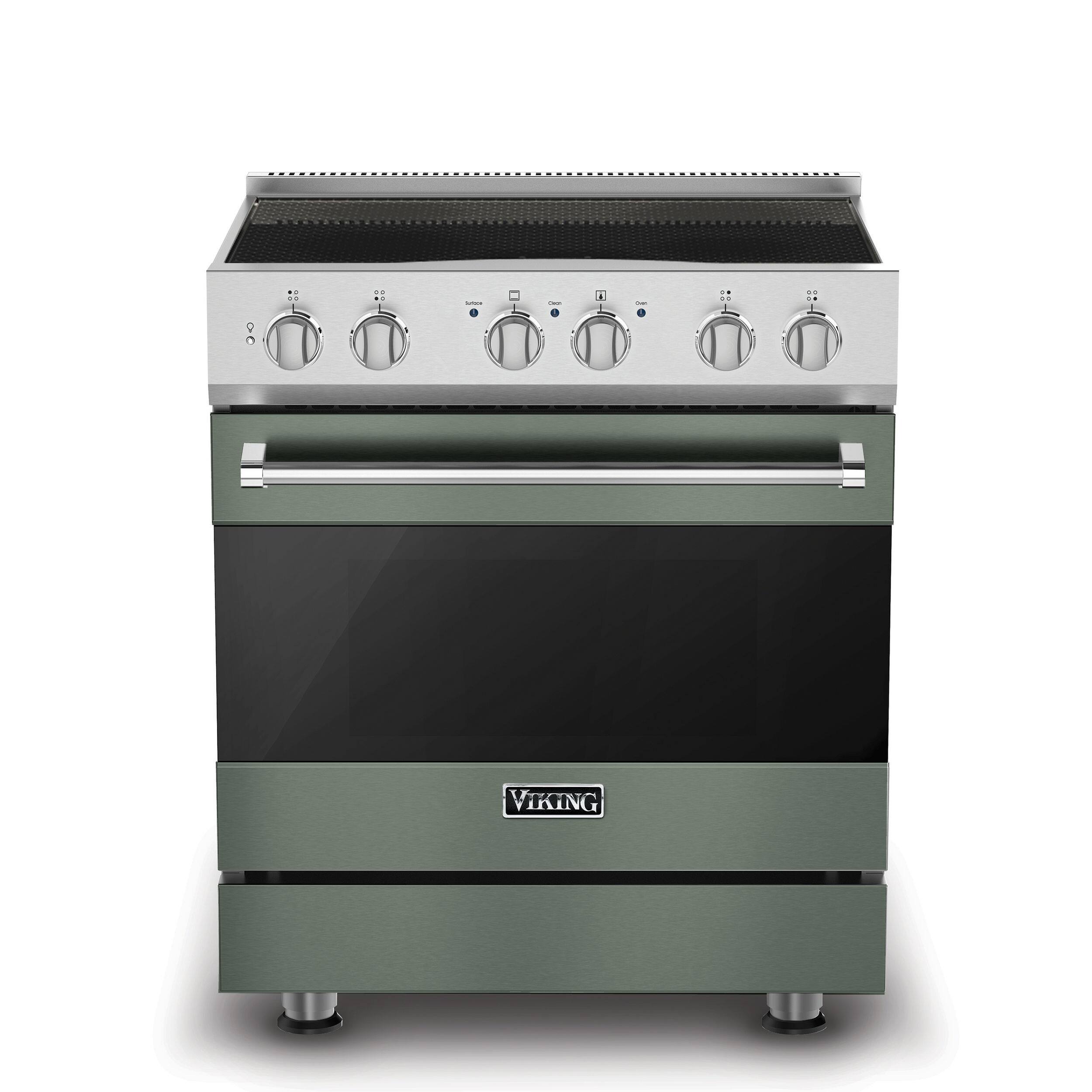 Front. Viking - 3-Series Induction Self-Clean Range - Eucalyptus.