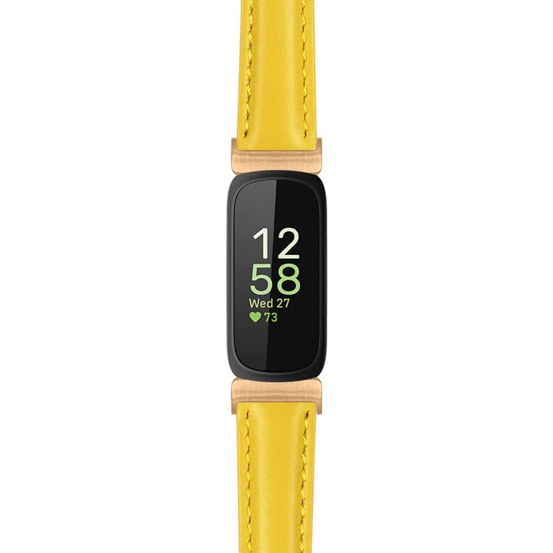 StrapsCo - Everyday Leather Watch Band Strap For Fitbit Inspire 3 (Extra Long) - Yellow (Rose Gold Hardware) price history on PriceWatchPro