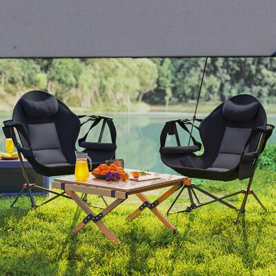 Outsunny Double Hammock Camping Chair, Adjustable Back Folding