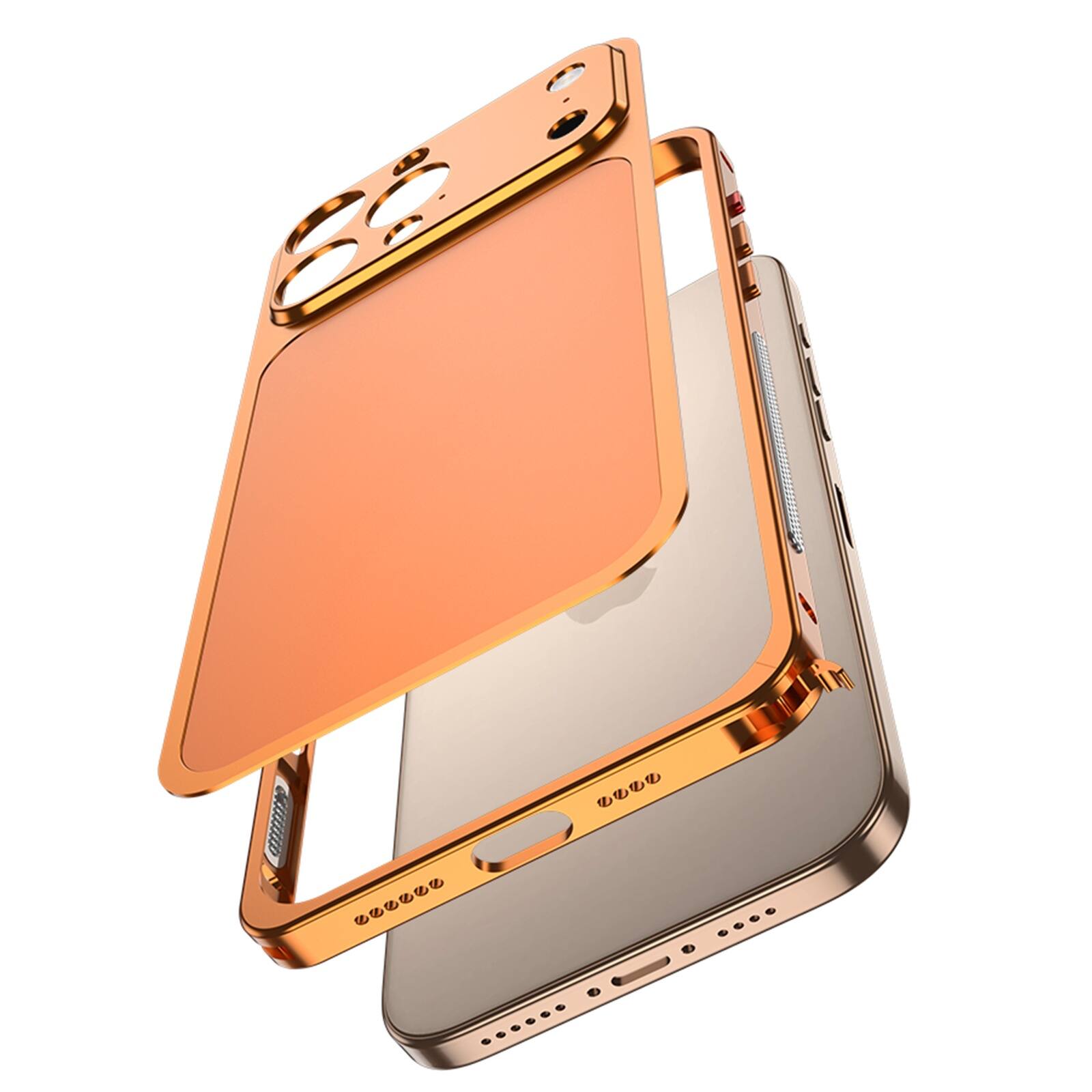 Alt View 4. UUCOVER - For Apple iPhone 16 Pro Max Case Transform to 17 Pro Max Look, Metal Frame + Matte Back Panel Locking Buckle Phone Cover - Silver.