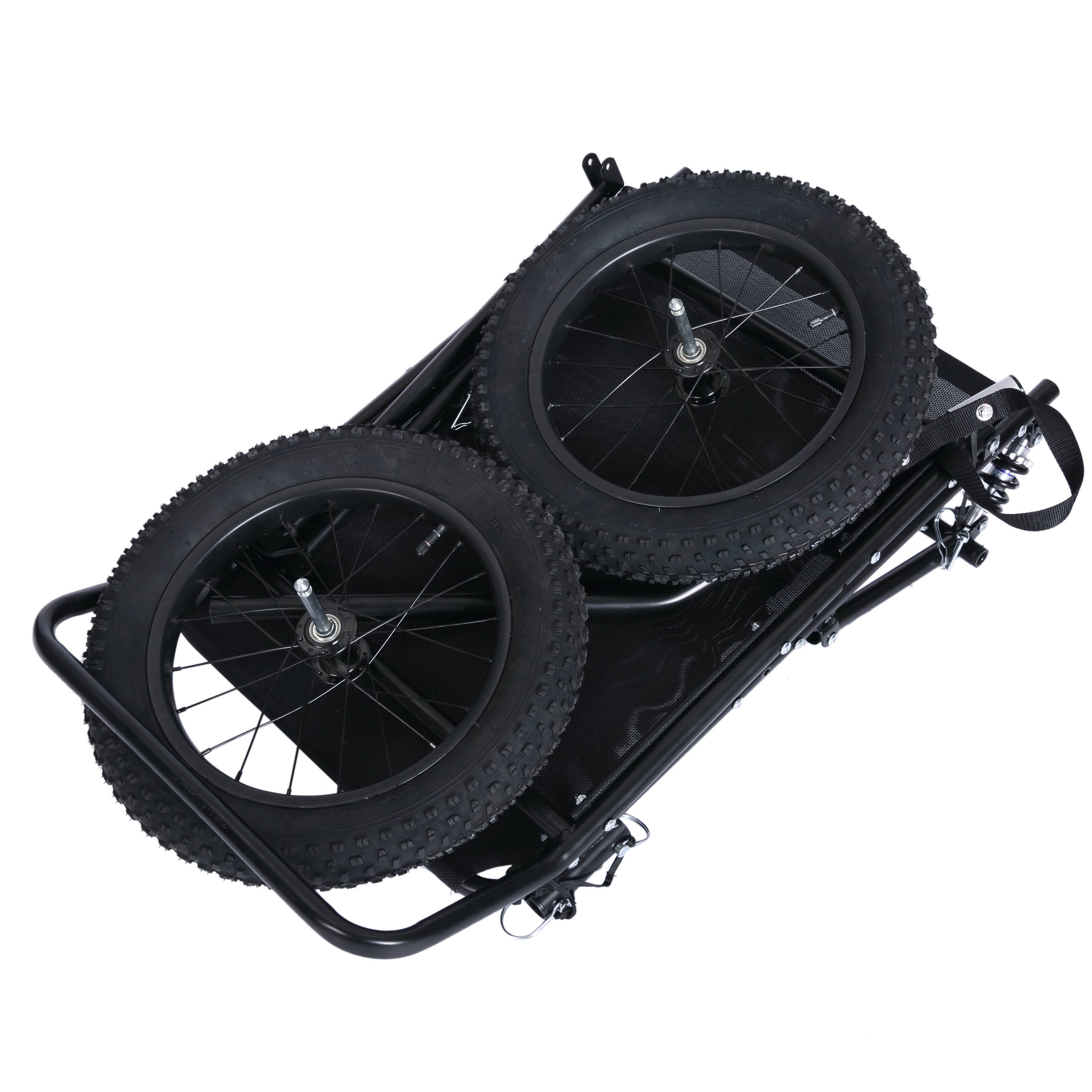 Alt View 1. Jupiter Bikes - Fat Tire Utility Bike Trailer - All-Terrain Gear and Equipment Hauler w/ Suspension, 220 lb Load - Universal Hitch - Black.