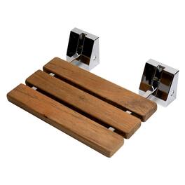 Alfi - Polished Chrome 16" Folding Teak Wood Shower Seat Bench - Brown