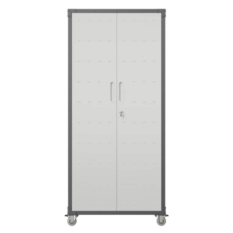 ALEXOUN - 71" Metal Garage Storage Cabinet with Wheels,Heavy-Duty Lockable Cabinet for Home,Office,Garage,Ideal for Tools Storage - Gray