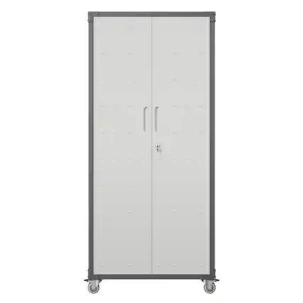 Front. ALEXOUN - 71" Metal Garage Storage Cabinet with Wheels,Heavy-Duty Lockable Cabinet for Home,Office,Garage,Ideal for Tools Storage - Gray.