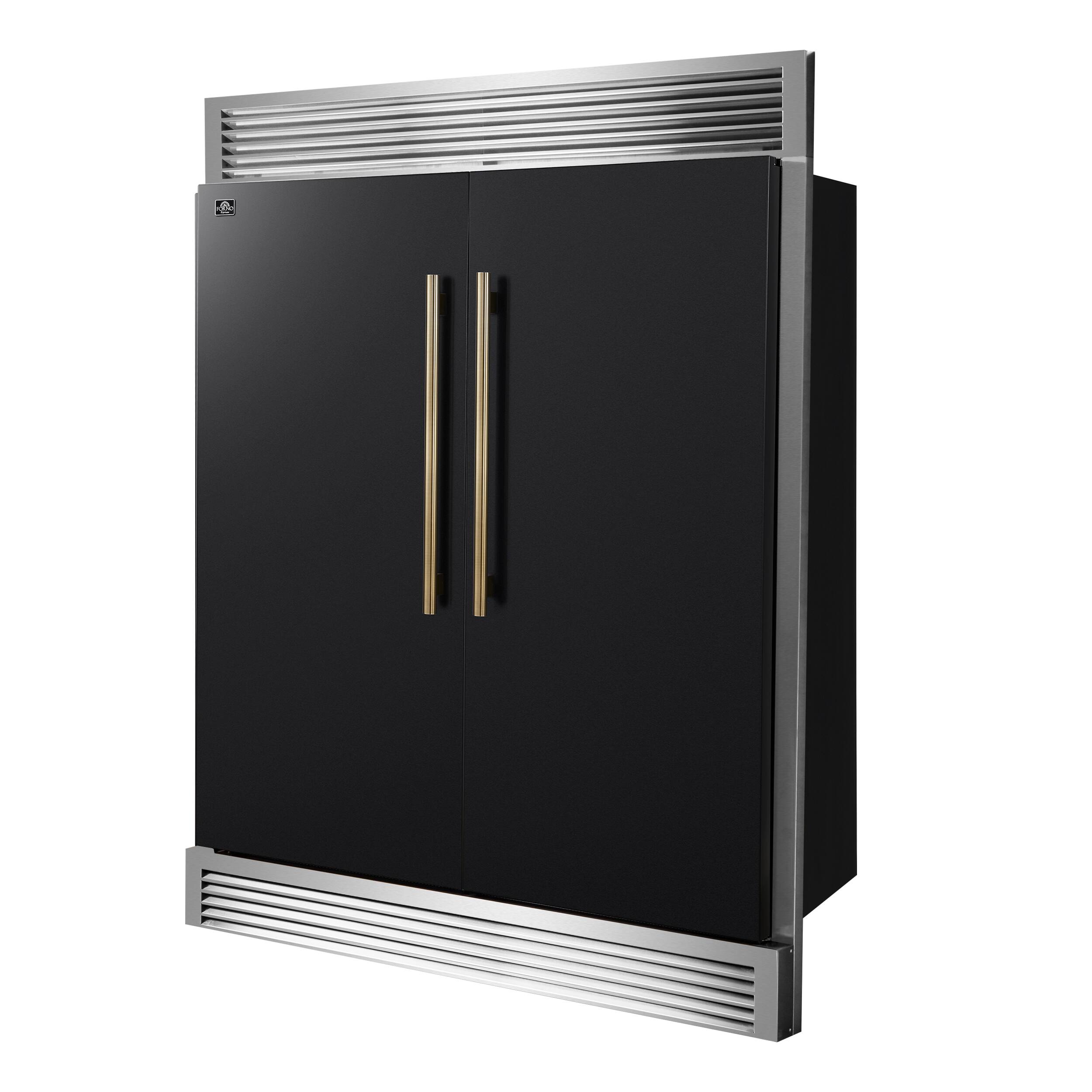 Angle. Forno Appliances - Maderno 27.2 Cu. Ft. Side-by-Side Convertible Refrigerator with Decorative Grill Trim - Black.