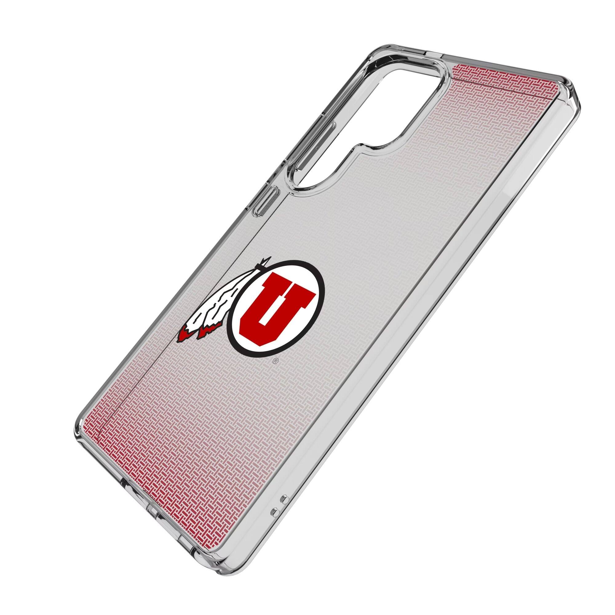 Alt View 1. Keyscaper - Utah Utes Linen Logo Galaxy Clear Case - S24 Ultra - Multicolor.