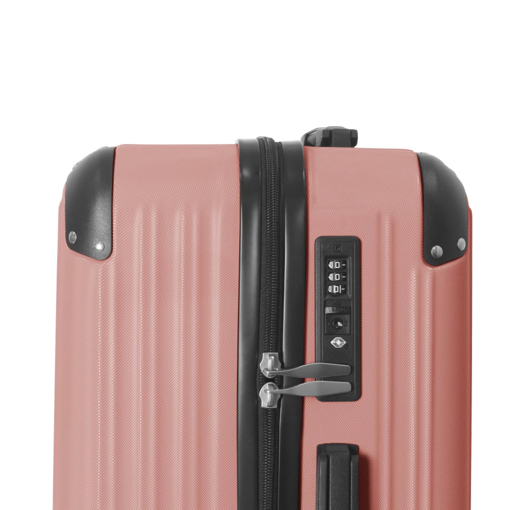 Alt View 8. Bestier - 3-Piece ABS Hardshell Luggage Set (20”/24”/26”) with Spinner Wheels, TSA Lock & Telescopic Handle - Dusty Rose Pink.