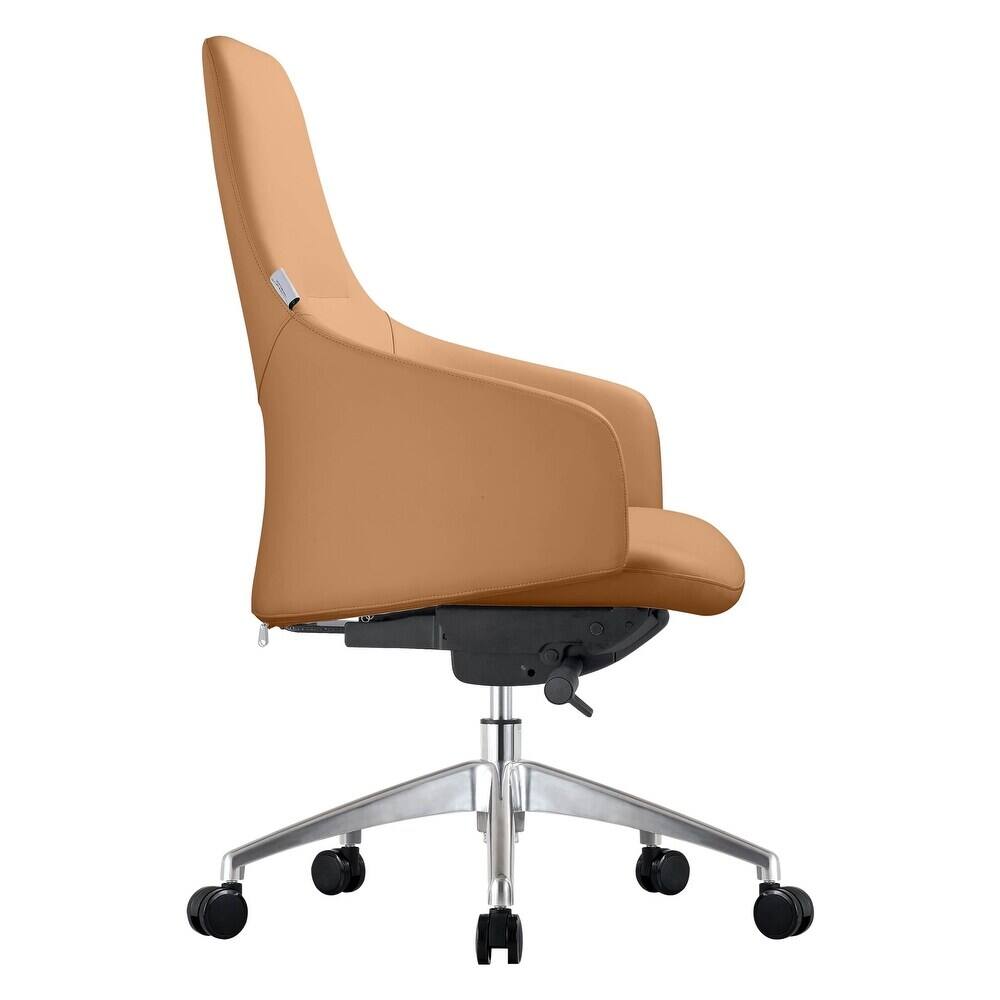 Alt View 1. LeisureMod - Celeste High-Back Office Chair - Modern Leather Upholstery, Adjustable Height, Swivel & Tilt Armrest Desk Chair - Acorn Brown.