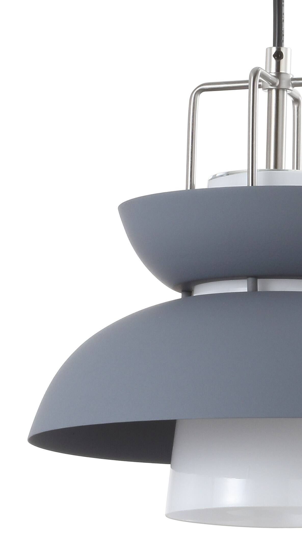 Alt View 4. Jonathan Y - Paul 11" Farmhouse Metal LED Pendant, Gray - Gray.