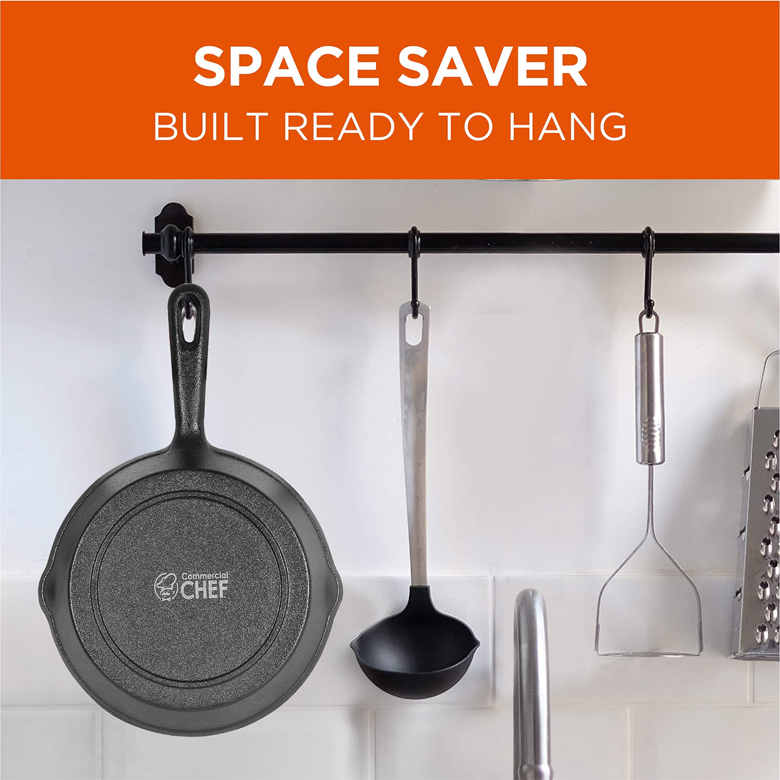 Commercial Chef - Cast Iron 3-Piece Skillet 1 Set - Black - Thumbnail 4