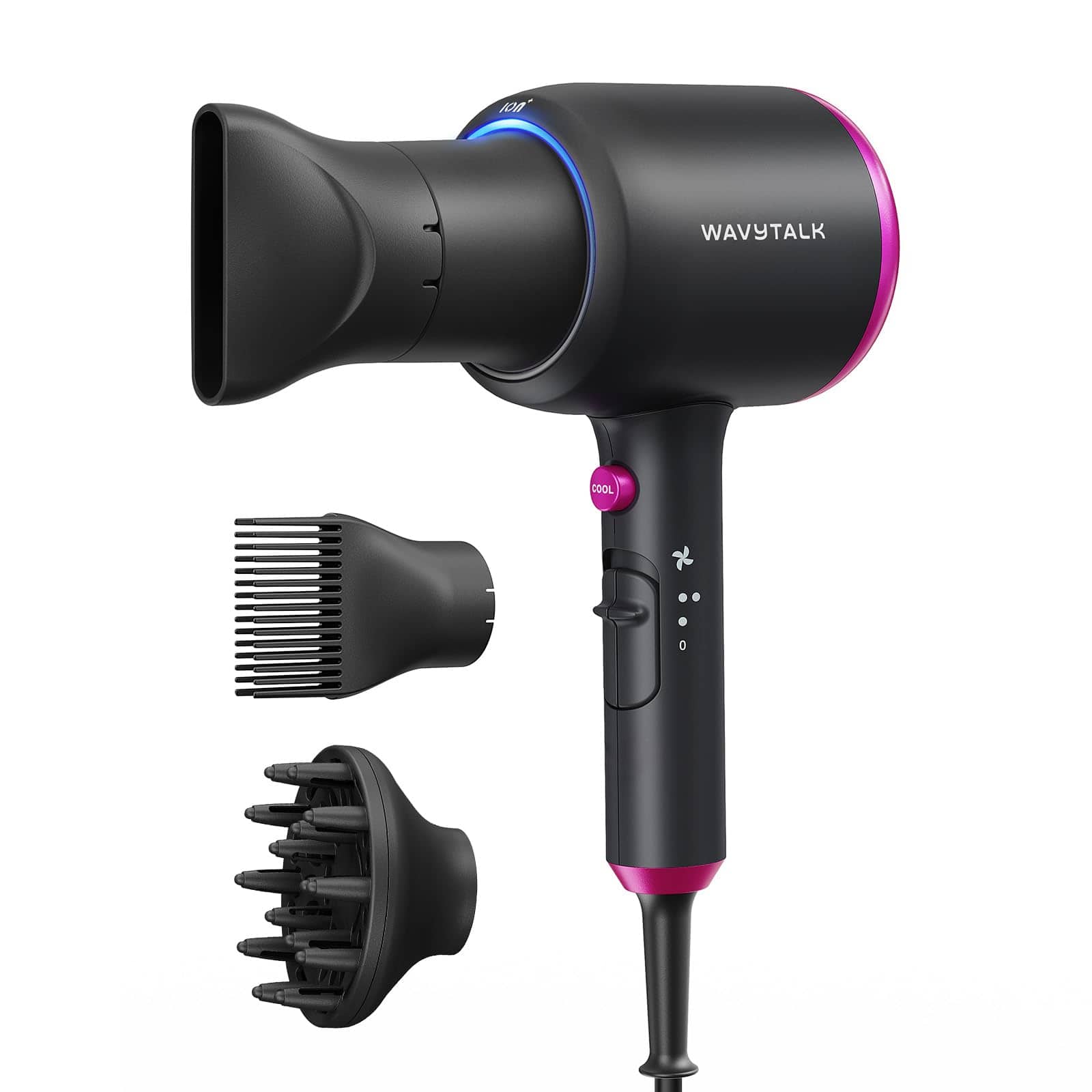 DORLUKFU - Wavytalk Hair Dryer with Diffuser, Blown Away Ionic Hair Dryer for Curly Hair with Comb, 1875W Fast Drying Blow Dryer