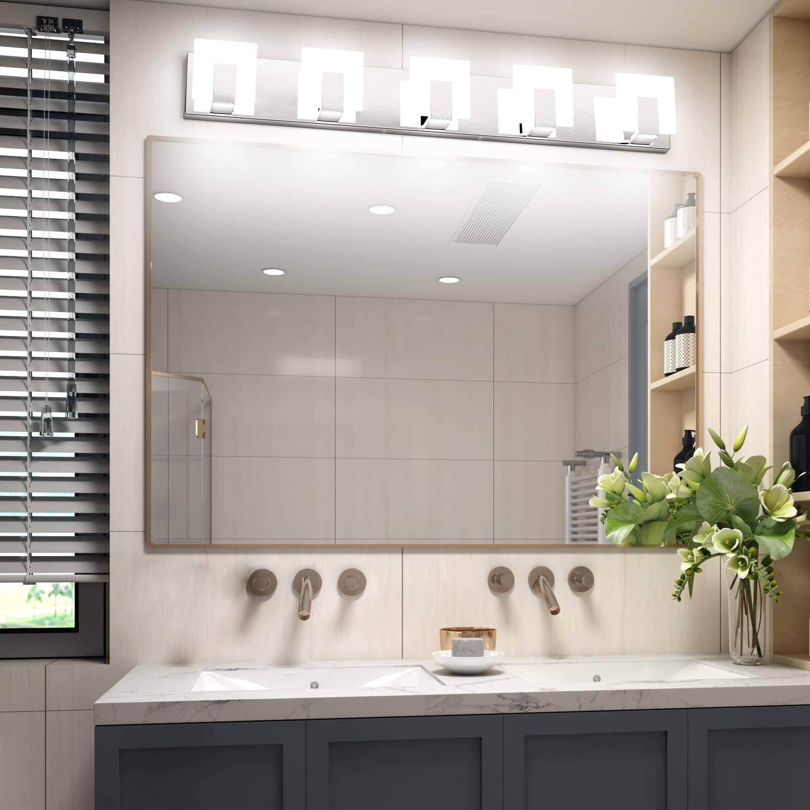 Alt View 2. Earthley Blooms - Lights Modern Led Bathroom Vanity Light Stainless Steel Chrome Up And Down Wall Over Mirror - Chrome 2 Lights.