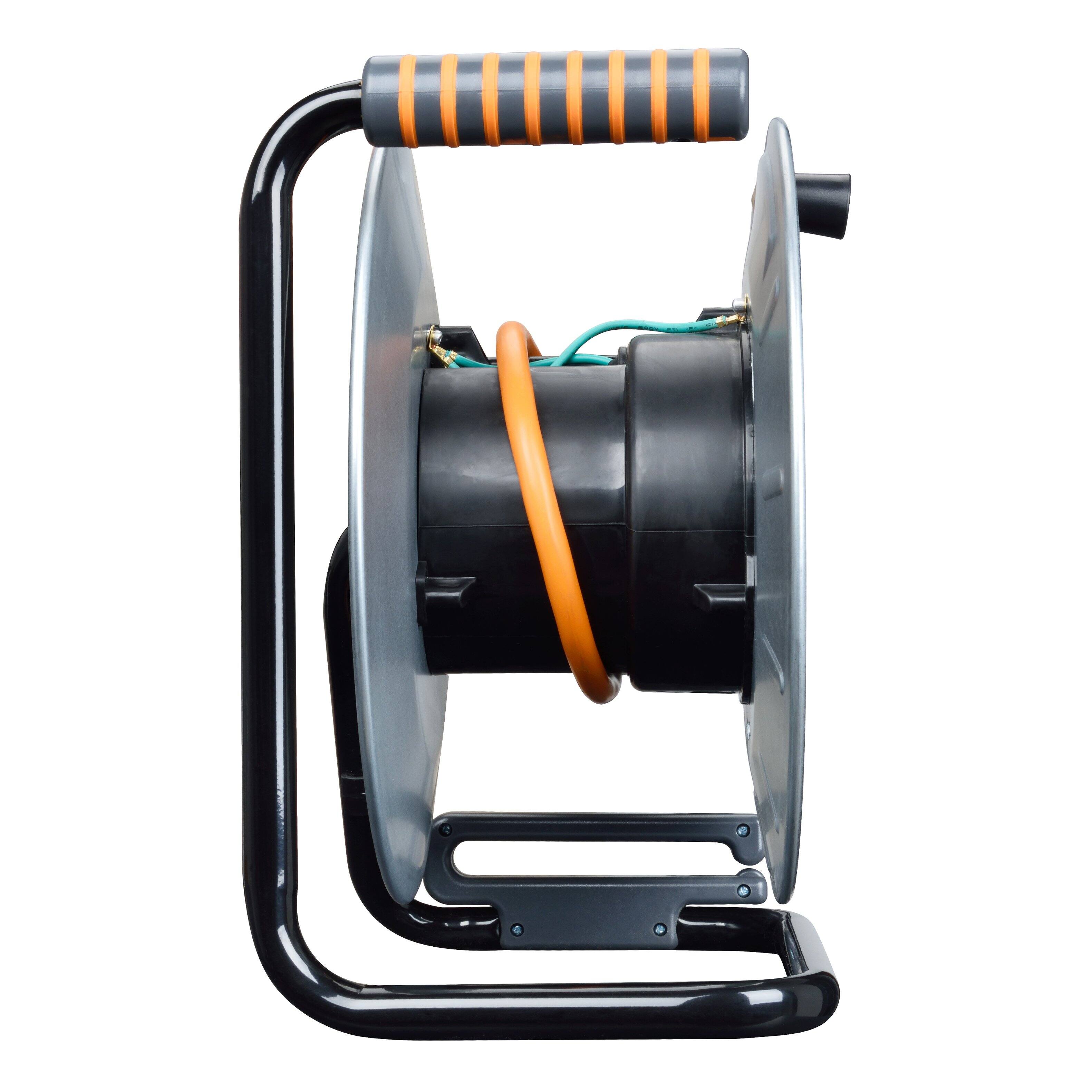 Alt View 13. Masterplug - 1Ft 4 Sockets 15A 12AWG Large Open Metal Reel - Metal & Orange.