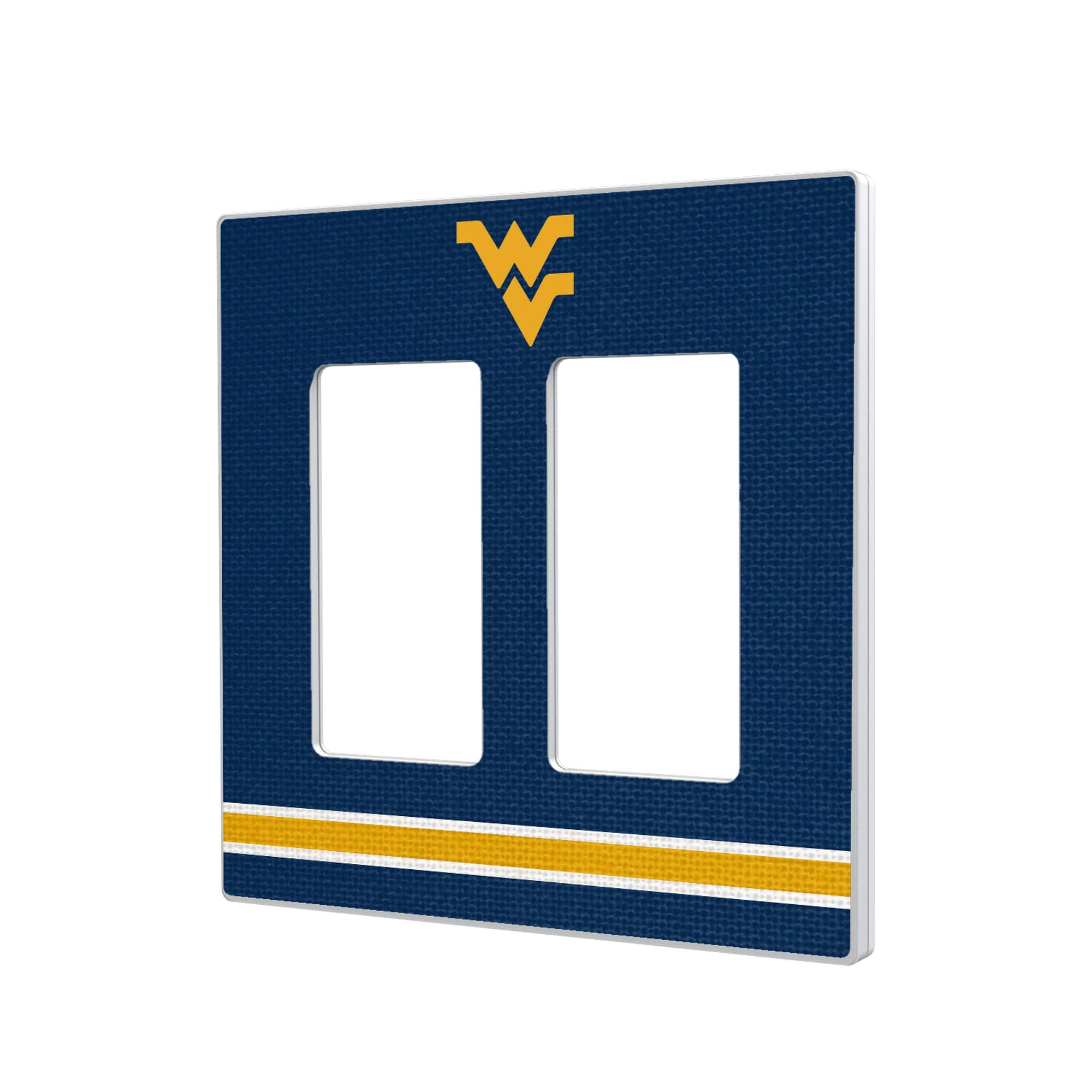 Keyscaper - West Virginia Mountaineers Stripe Design Double Rocker Light Switch Plate - Multicolor