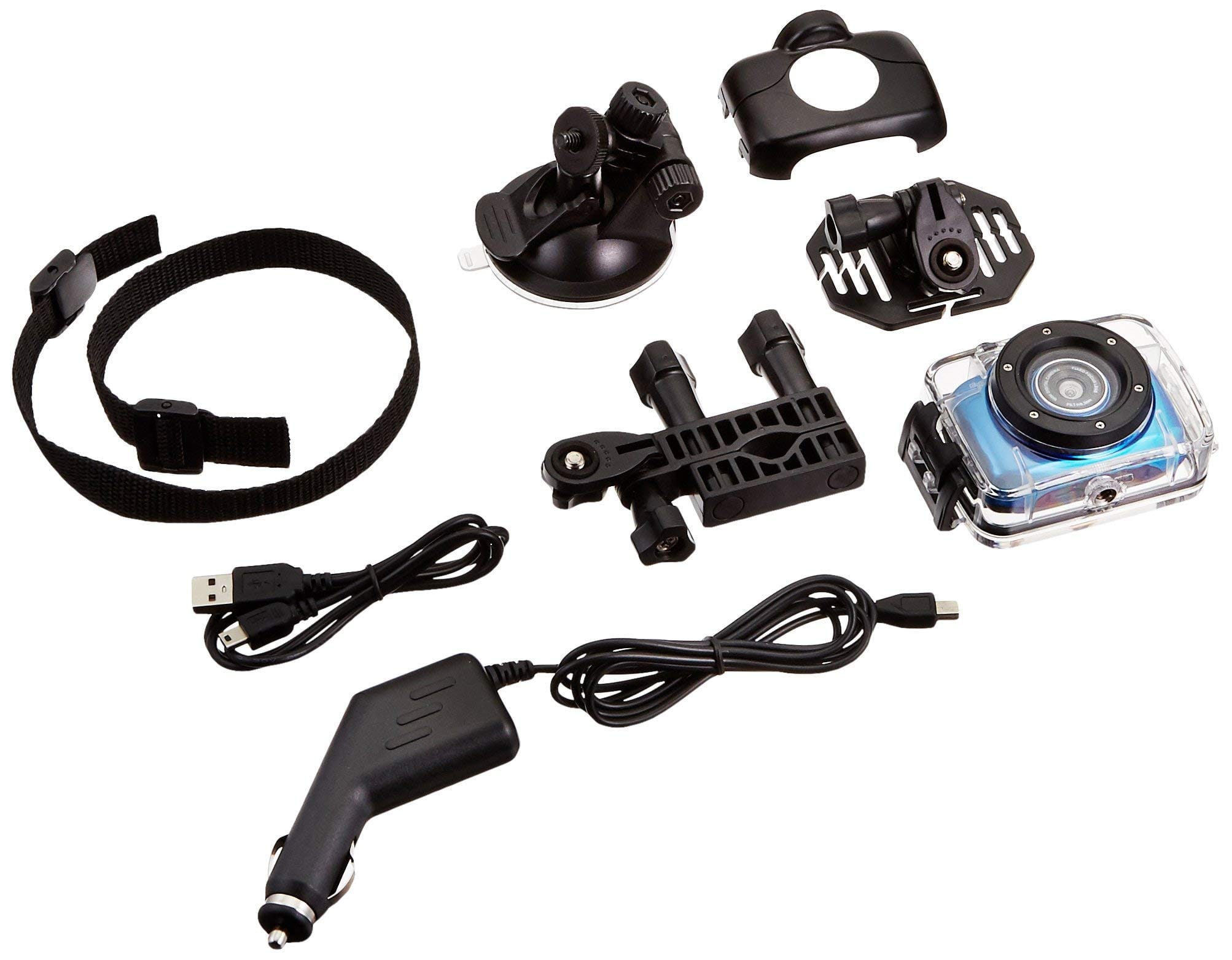 Sound Around - Mini HD Sports Action Camera - Camcorder w/ 5.0 MP Cam, 2" Touch Screen, USB SD Card, Rechargeable Battery - Blue