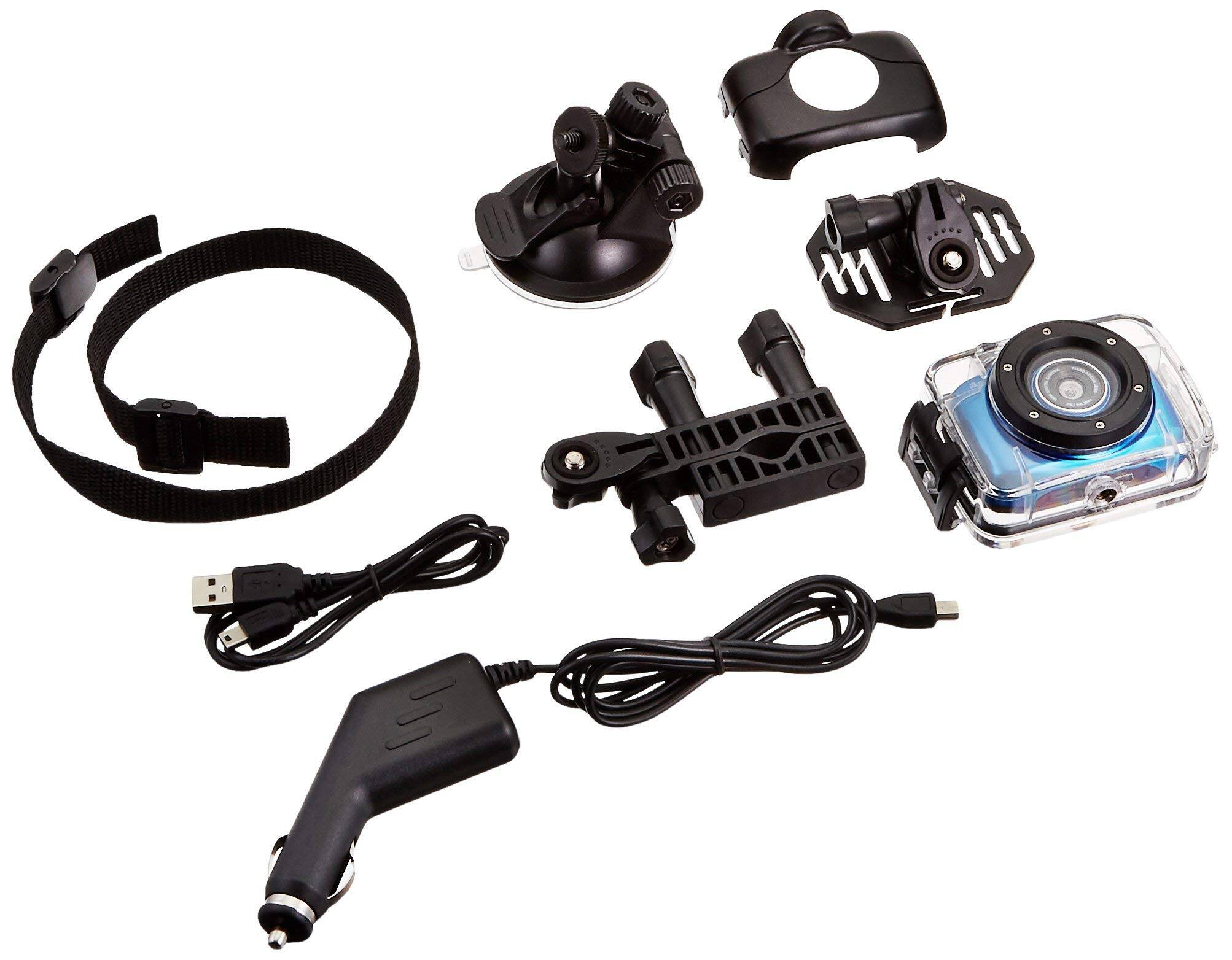 Front. Sound Around - Sound Around Mini HD Sports Action Camera - Camcorder w/ 5.0 MP Cam, 2" Touch Screen, USB SD Card, Rechargeable Battery - Blue.