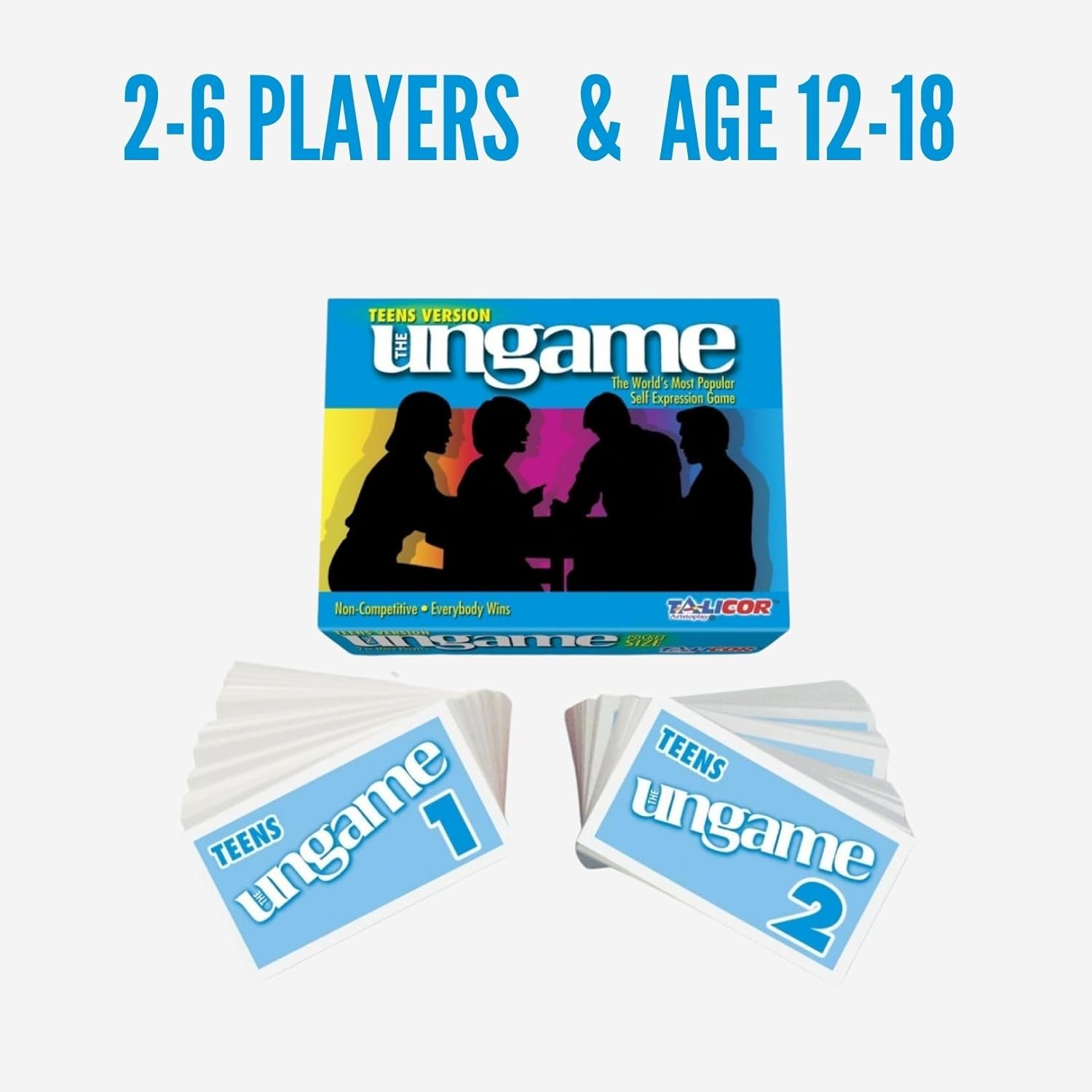 2-6 Players & Age 12-18  
Teens Version  
The Ungame  
The World's Most Popular Self-Expression Game  
Non-Competitive - Everybody Wins  
Talicor  
TEENS Ungame 1  
TEENS Ungame 2